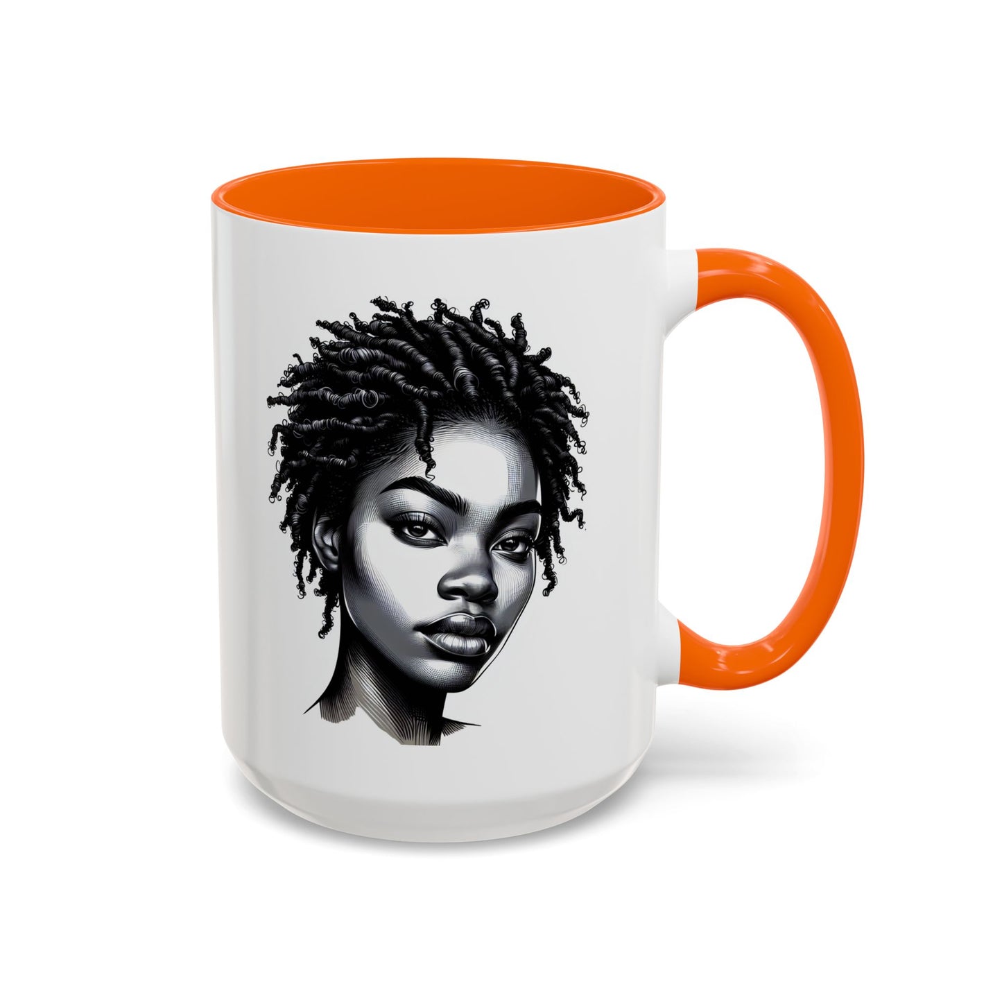 Afrocentric Accent Coffee Mug, Artistic Mug for Home, Unique Gift for Her, Afro Hair Black American African Girl