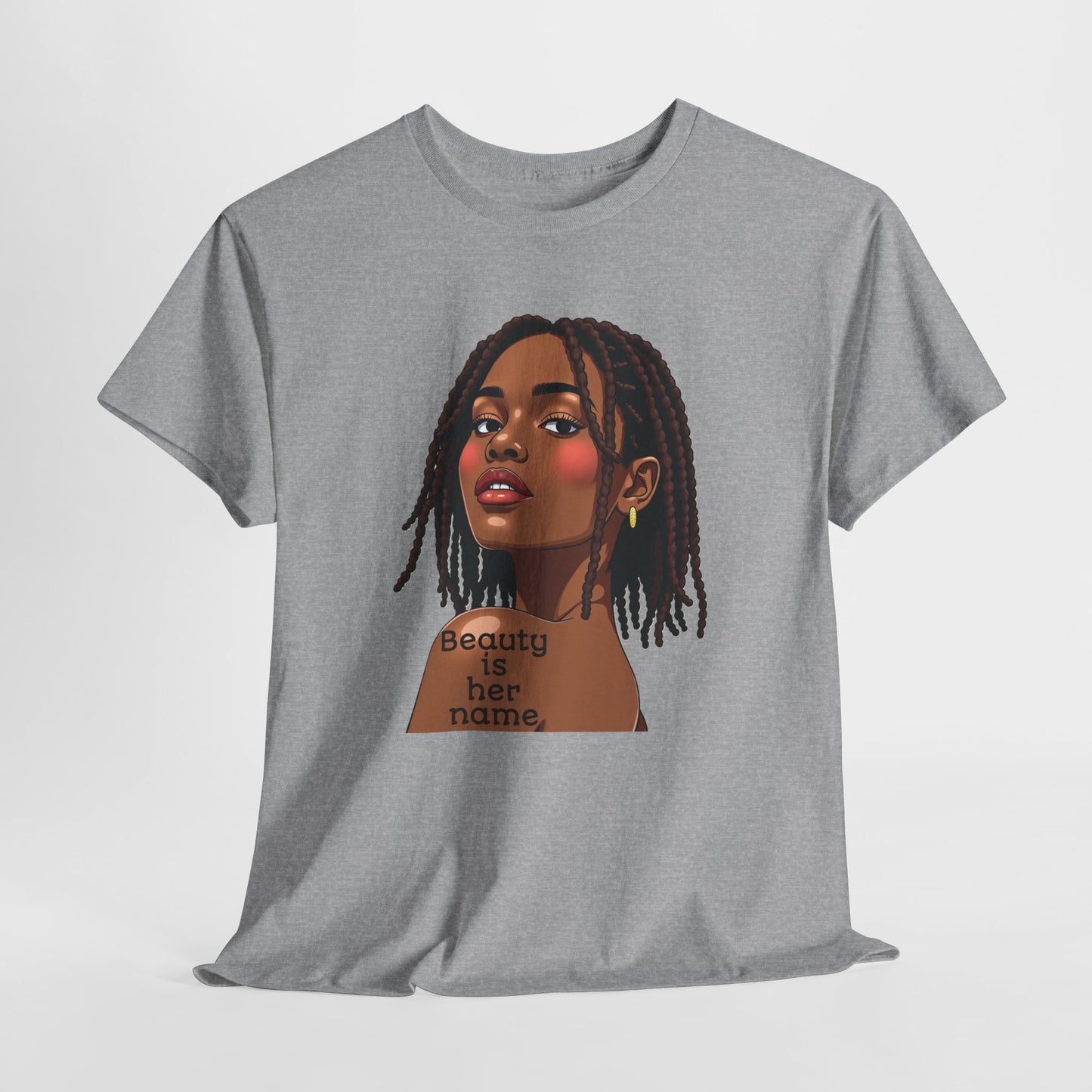 Beauty is Her Name Tee Casual Wear Gift for Locs Lovers Afro Hair Black American African Girl T-shirt