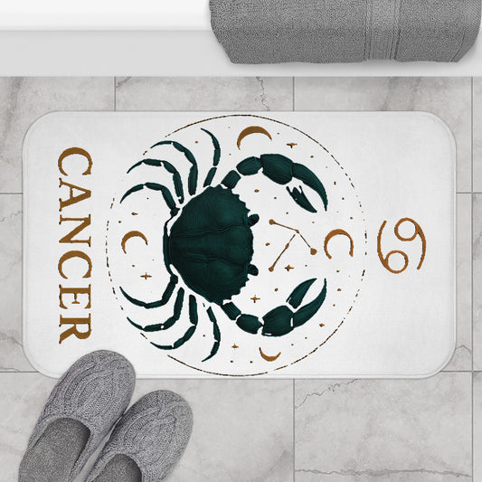 Cancer Zodiac Bathmat. Astrology Home Decor, Celestial Gift, Bathroom Accessory, Crab Design. Floor Rug