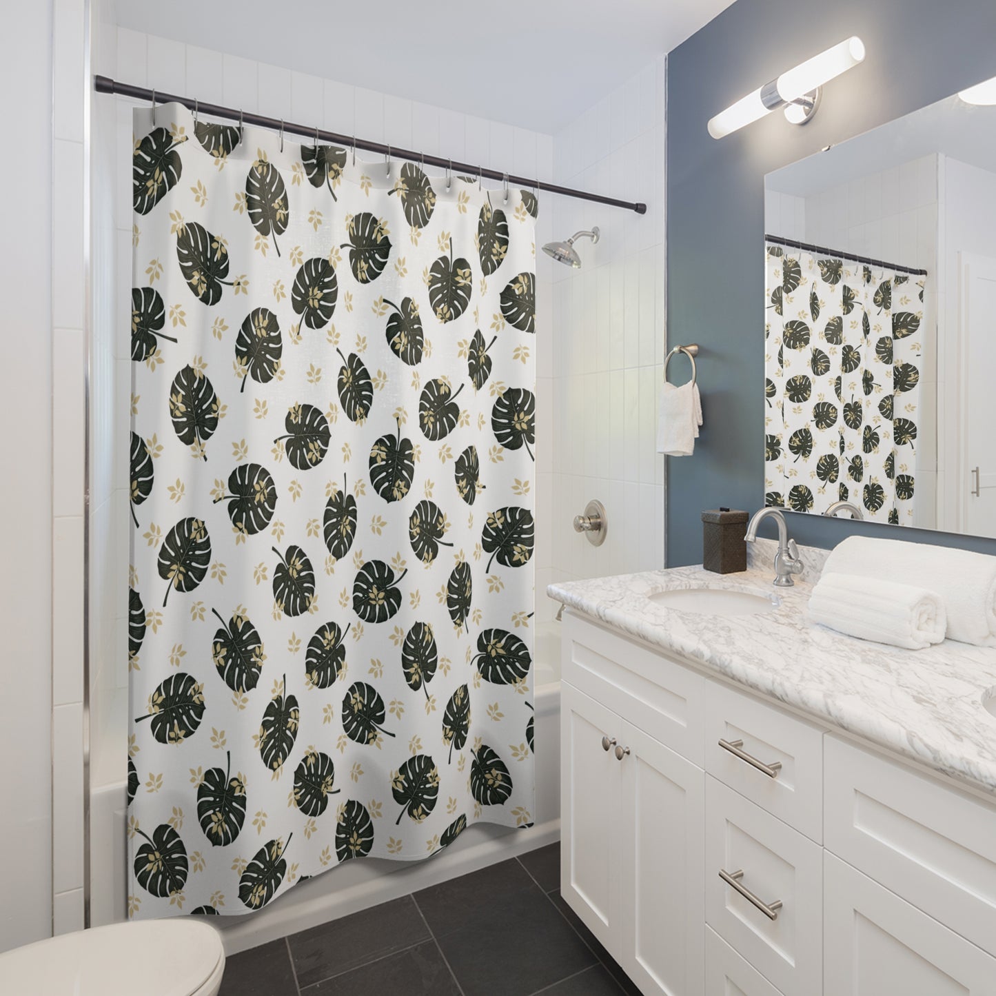 Tropical Leaf Shower Curtain – Modern Bathroom Decor, Botanical Shower Curtain, Housewarming Gift, Tropical Home Vibes, Nature Inspired