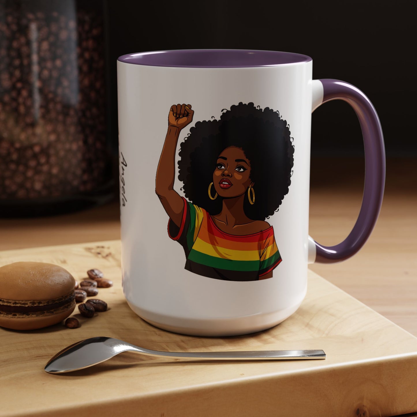 Empowered Black Woman Personalized Coffee Mug. Afro Hair Black American African Girl