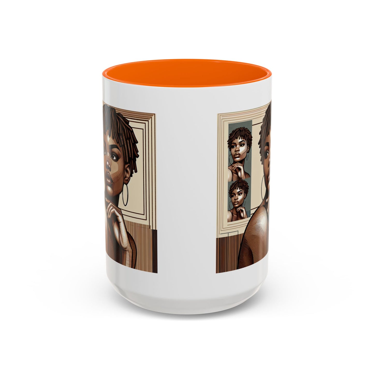Elegant Art Coffee Mug, Unique Mug Gift, Black Girl Coffee Cup, Afrocentric Accent Mug