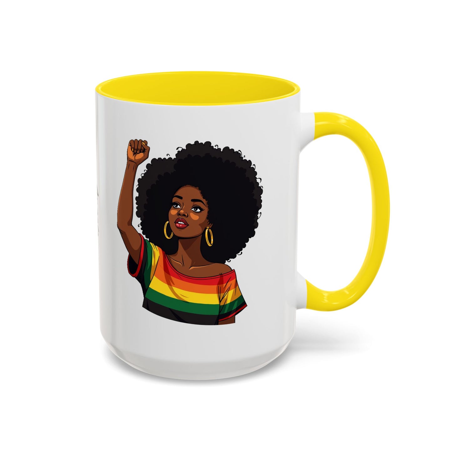 Empowered Black Woman Personalized Coffee Mug. Afro Hair Black American African Girl