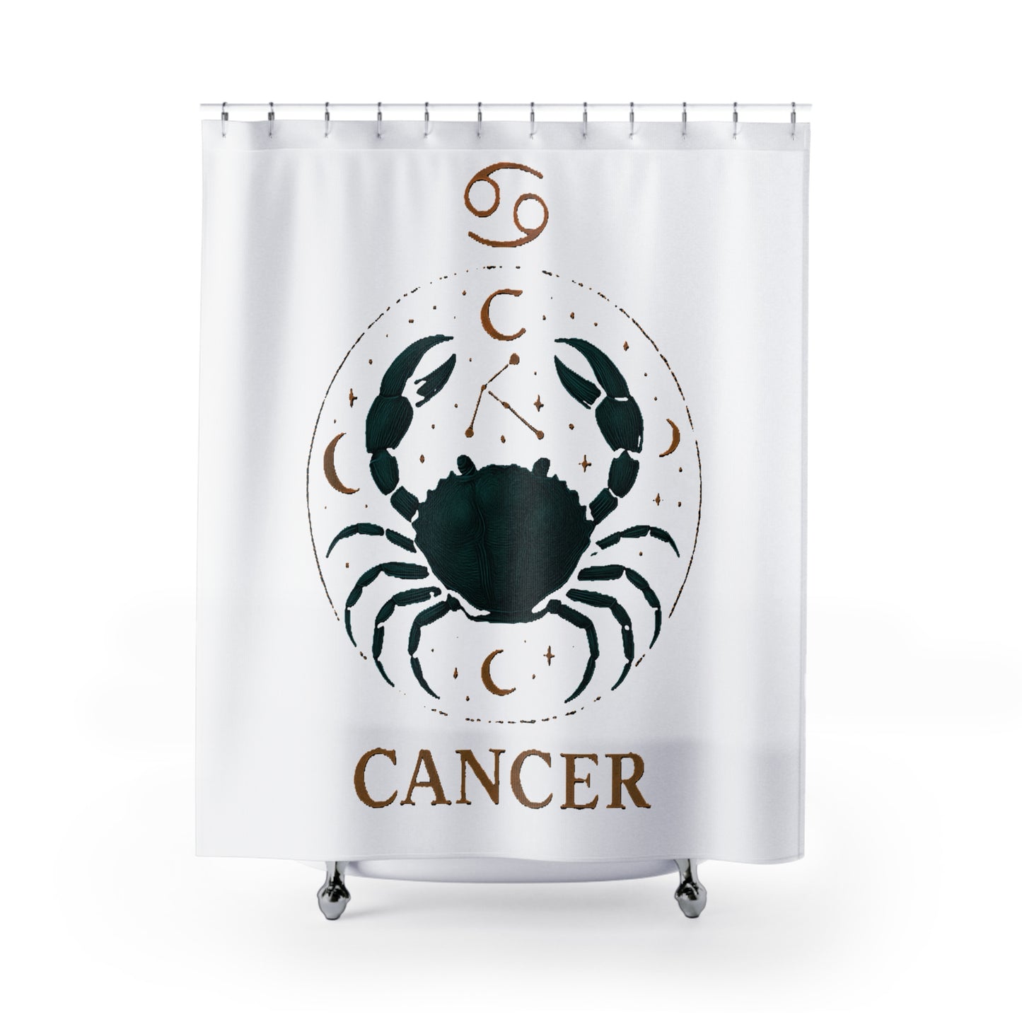 Cancer Zodiac Shower Curtain, Astrology Decor for Bathroom, Horoscope Gift, Crab Design, Unique Bathroom Accessories
