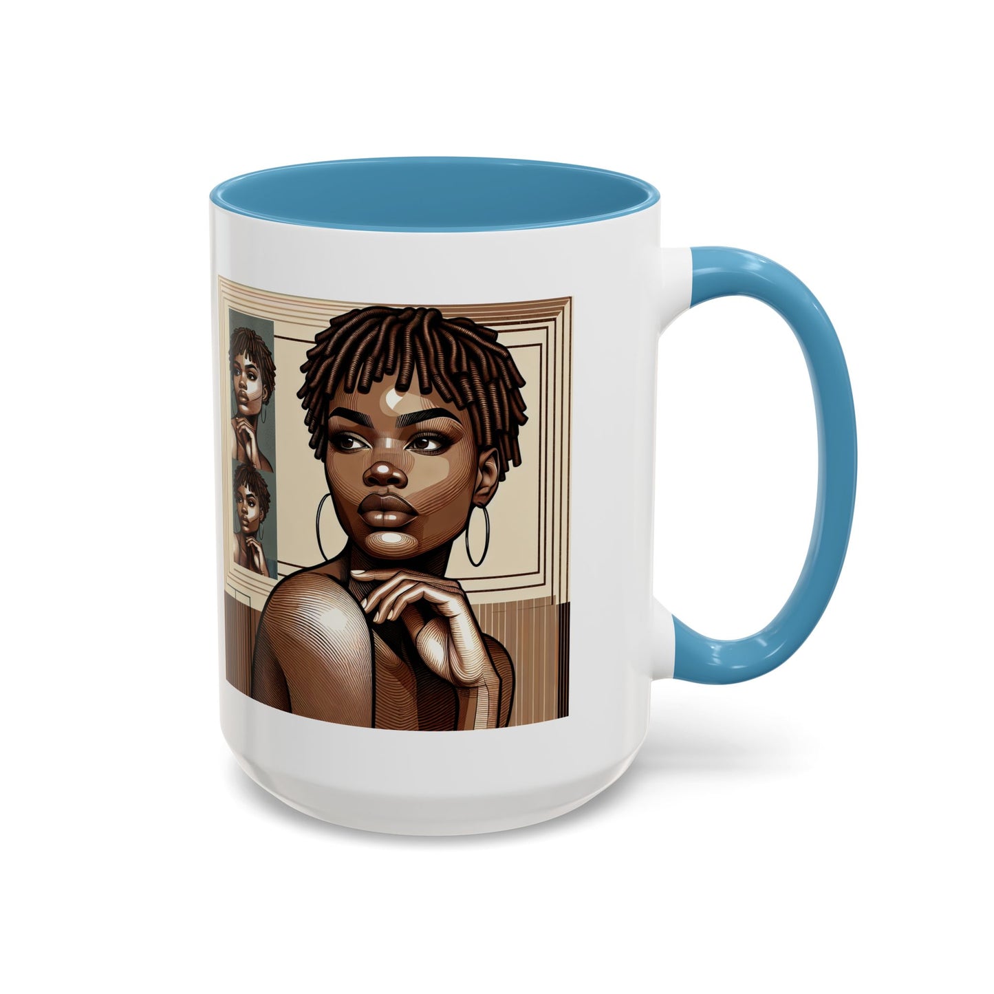 Elegant Art Coffee Mug, Unique Mug Gift, Black Girl Coffee Cup, Afrocentric Accent Mug