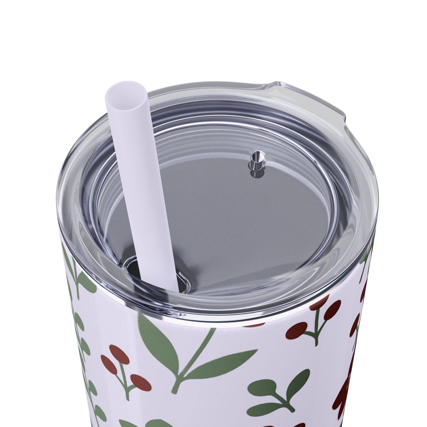 Skinny Tumbler with Straw, 20oz abstract flower design. Travel tumbler