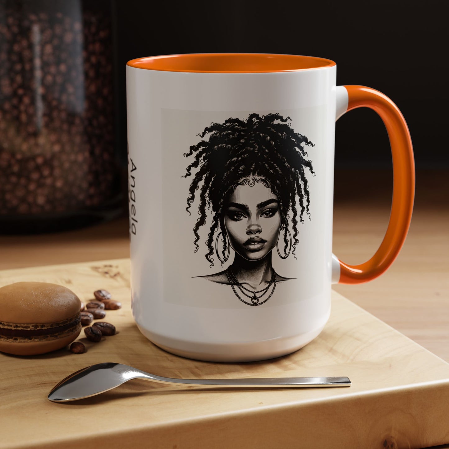 Messy Bun Personalized Coffee Mug, Gift for Coffee Lovers, Afro Hair Black American African Girl