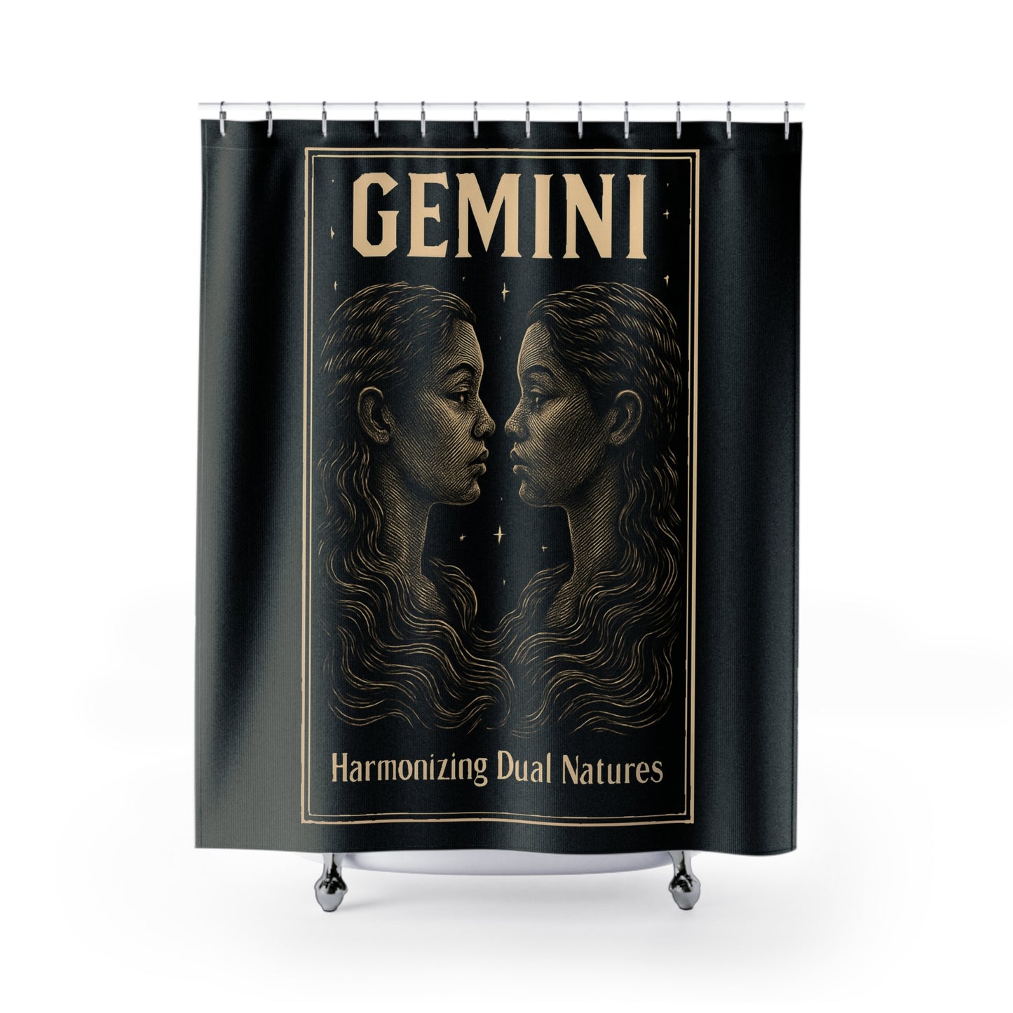 Gemini Zodiac Shower Curtain, Astrological Decor, Celestial Bathroom, Astrology Gift, Twin Sisters Theme