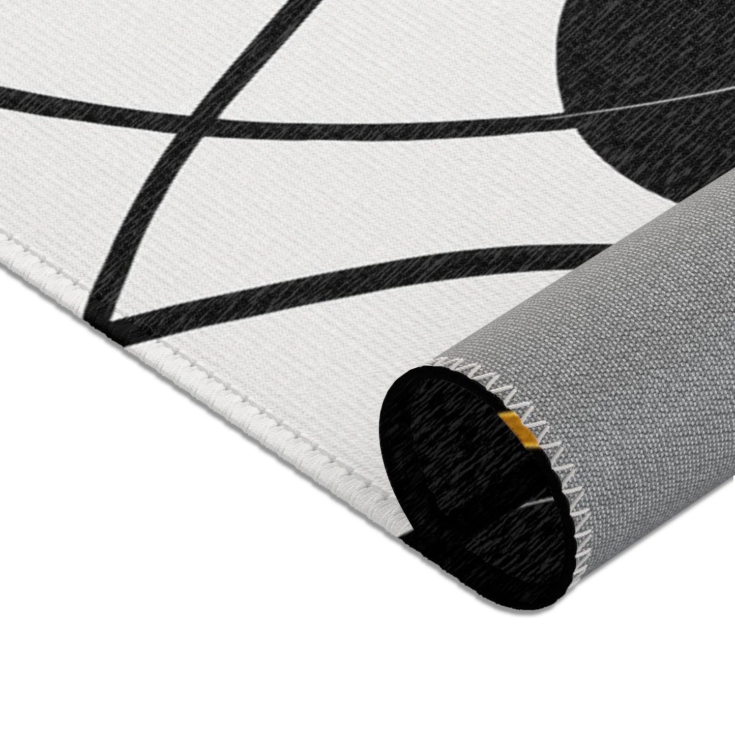 Modern Abstract Area Rug, Minimalist Home Decor, Living Room Mat, Boho Style Rug, Black and White Design