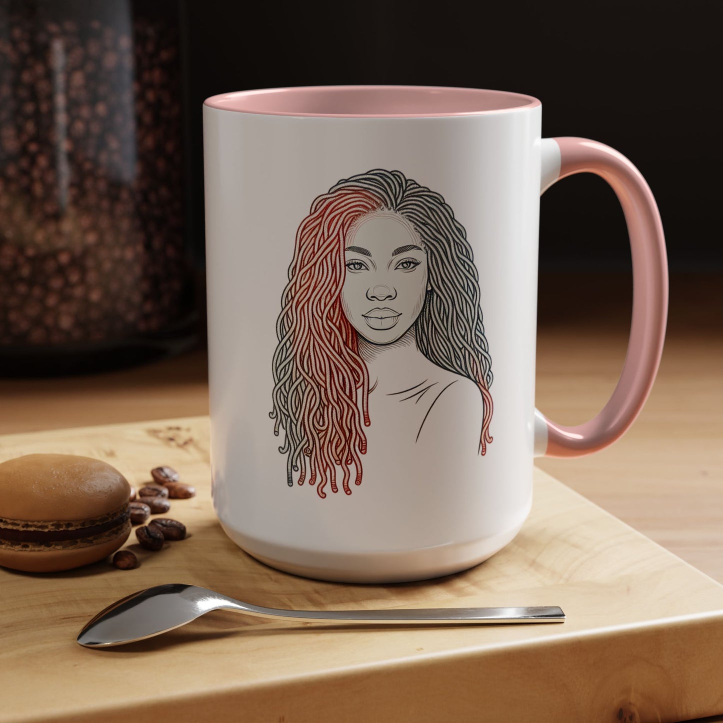 Artistic Accent Coffee Mug. Afrocentric Gift Afro Hair Black American African Girl
