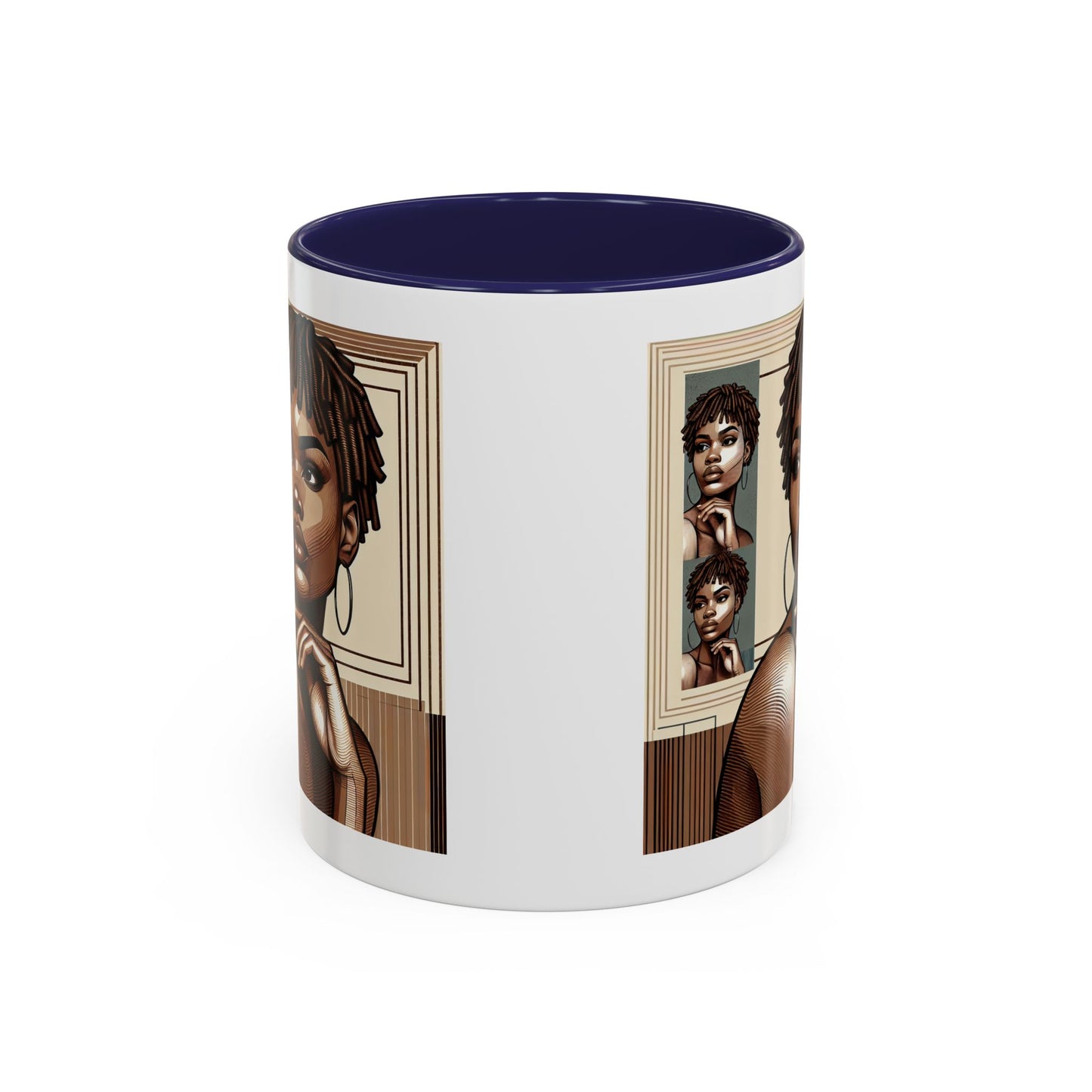 Elegant Art Coffee Mug, Unique Mug Gift, Black Girl Coffee Cup, Afrocentric Accent Mug