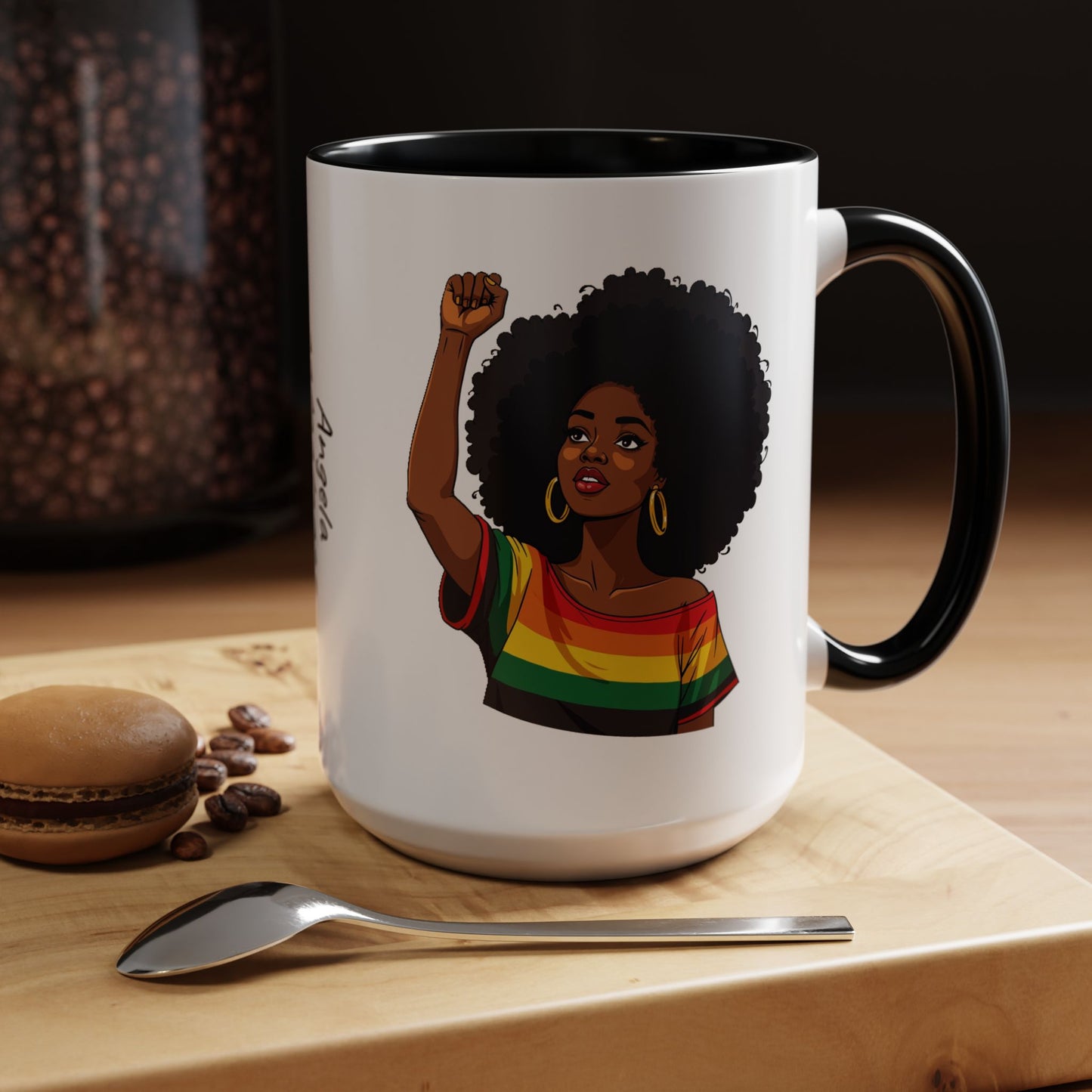 Empowered Black Woman Personalized Coffee Mug. Afro Hair Black American African Girl