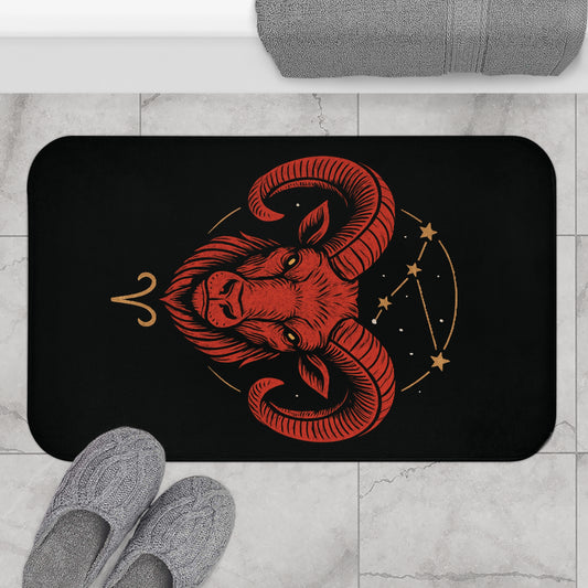 Aries Bathmat Zodiac, Non-Slip Mat for Home Decor, Astrological Gift, Bathroom Accessory, Horoscope Decor