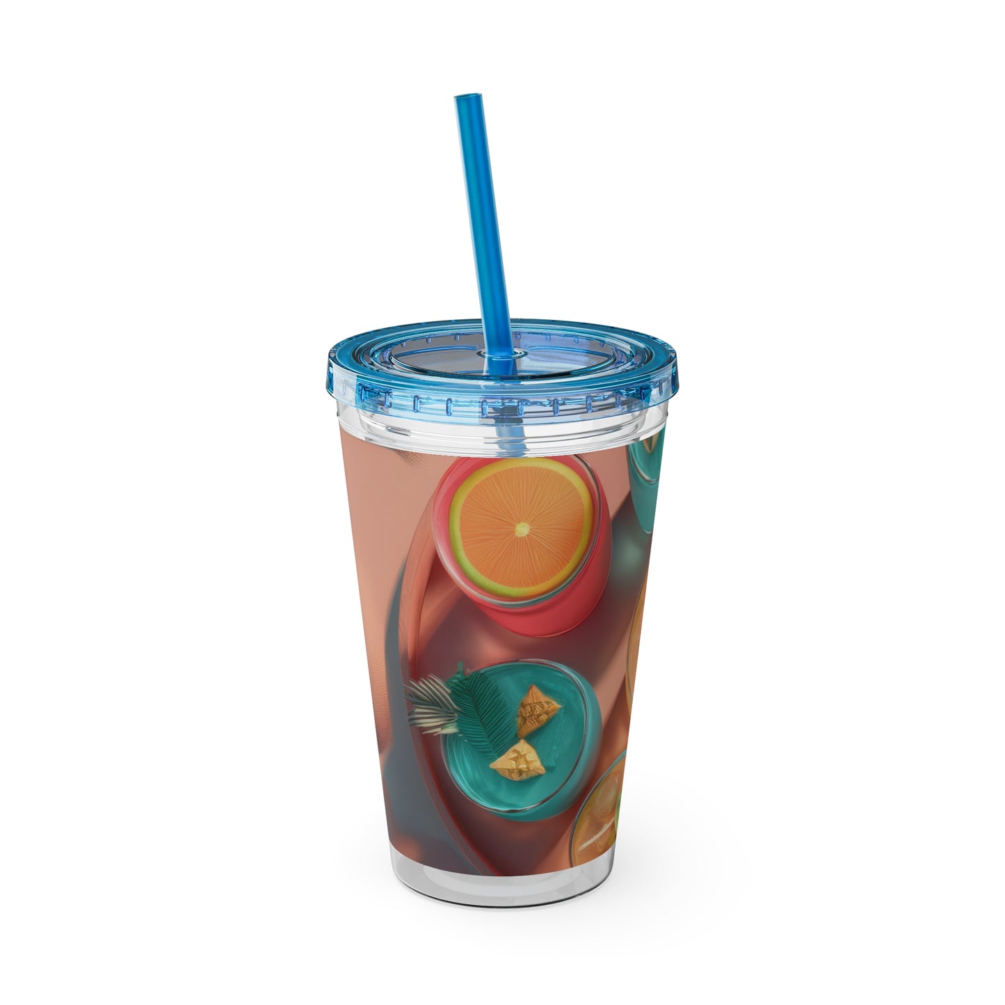Colorful Sunsplash Tumbler with Straw, Drinkware for Summer, Travel Mug, Gift for Beach Lovers, Reusable Cup, Hydration Essential