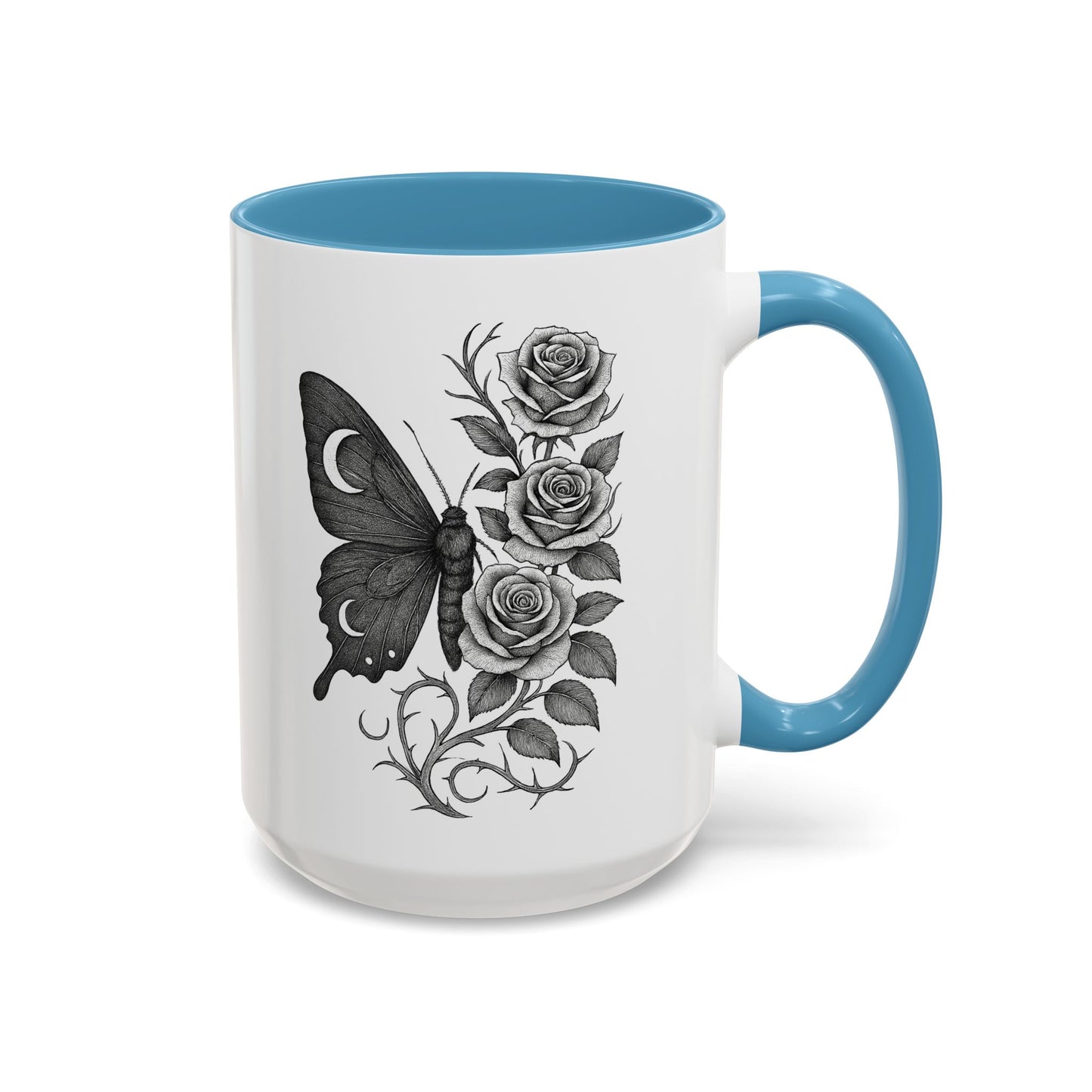 Elegant Floral Butterfly Mug. Black & White Coffee Cup. Home Decor, Gift for Her, Cater to Plant Lovers, Birthday, Everyday Use