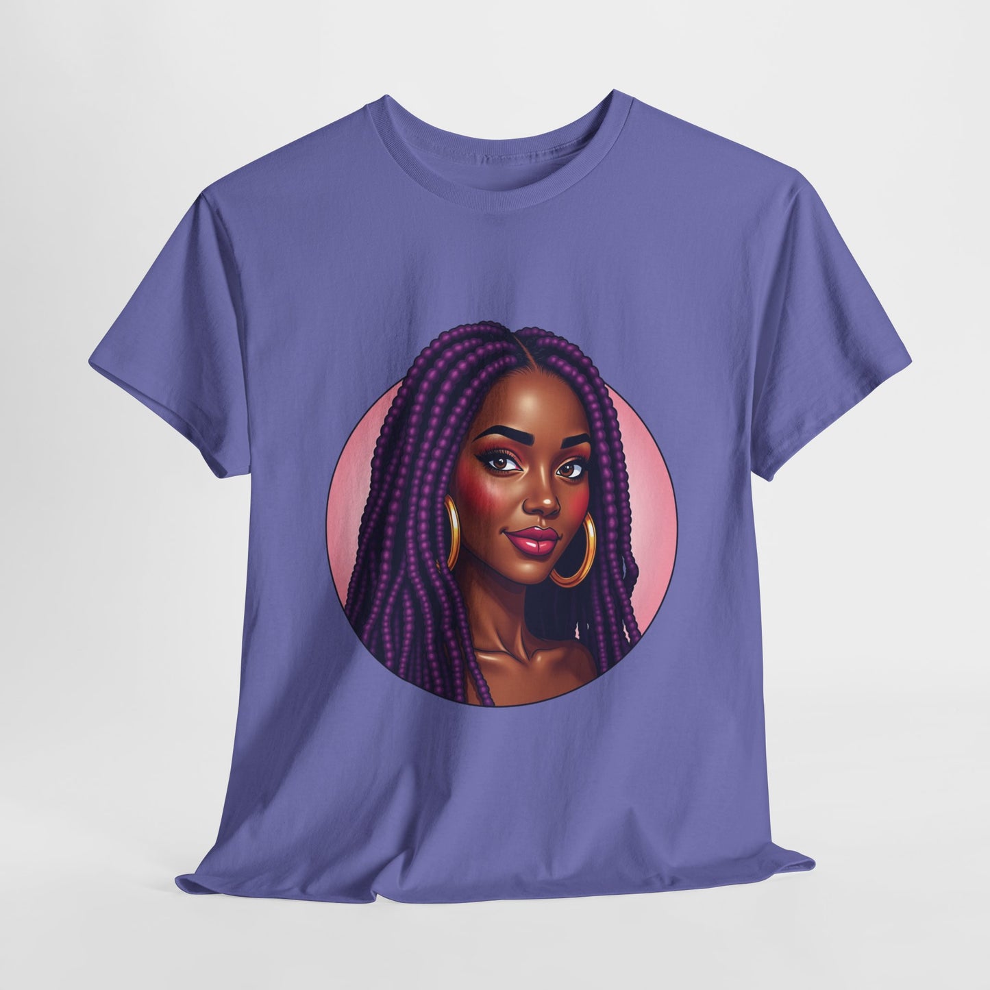 Purple Beauty T-Shirt Casual Wear Gift for Locs Lovers Afro Hair Black American African Girl T-shirt