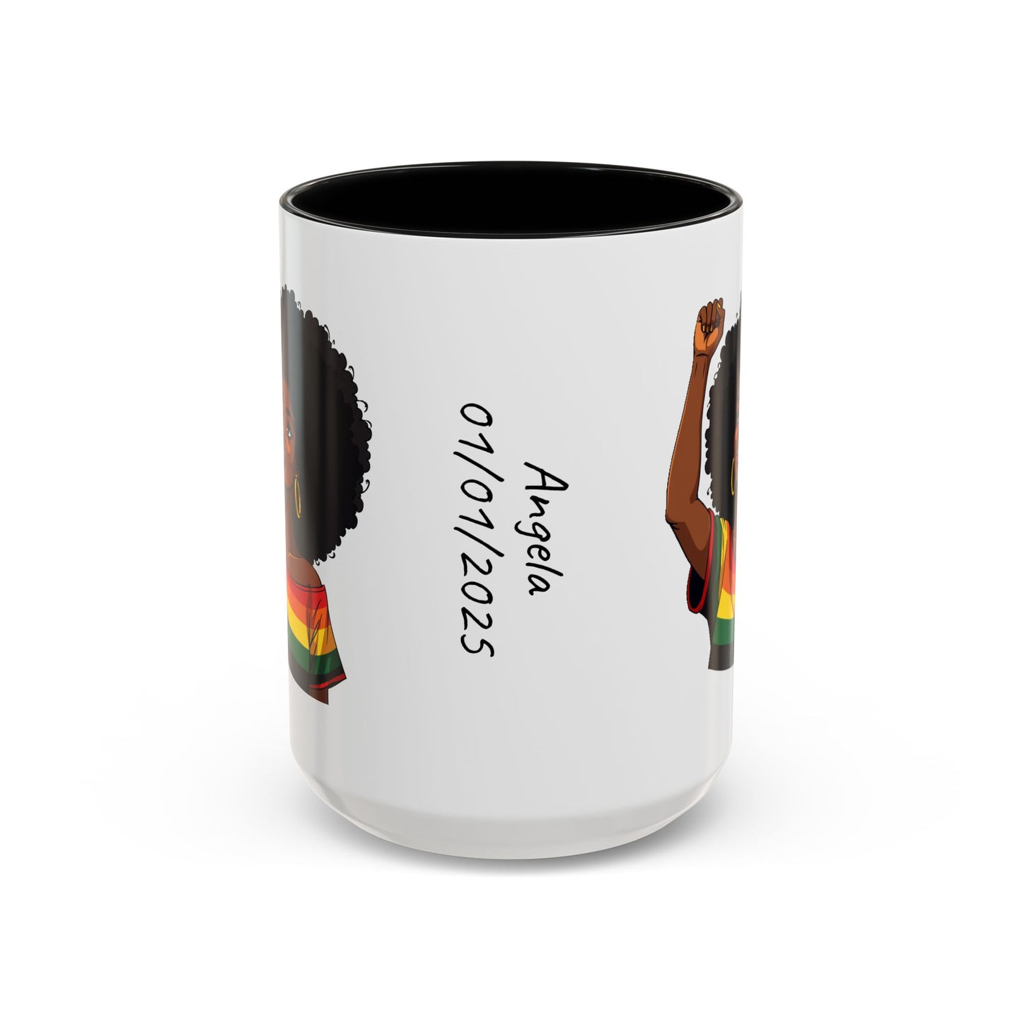 Empowered Black Woman Personalized Coffee Mug. Afro Hair Black American African Girl