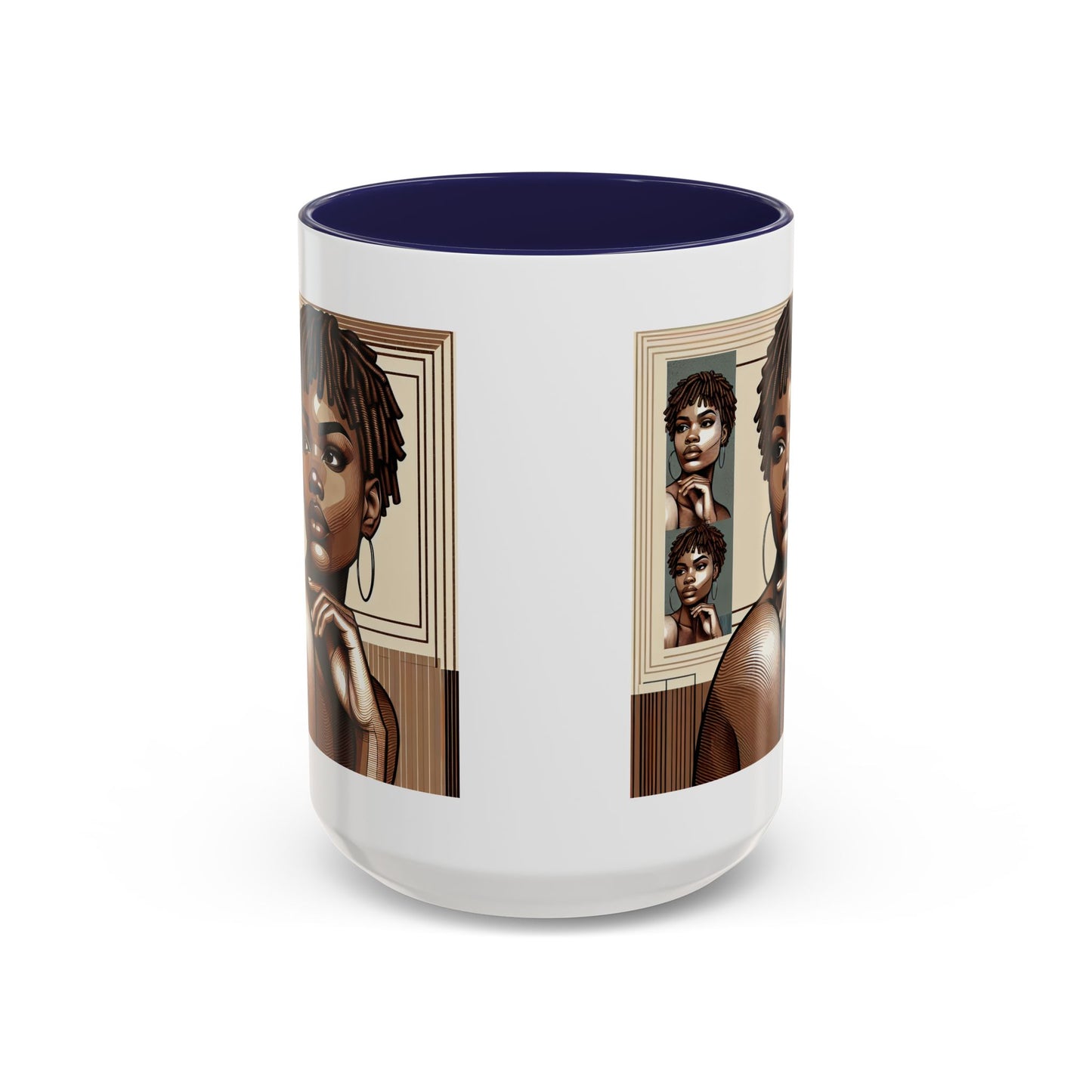 Elegant Art Coffee Mug, Unique Mug Gift, Black Girl Coffee Cup, Afrocentric Accent Mug