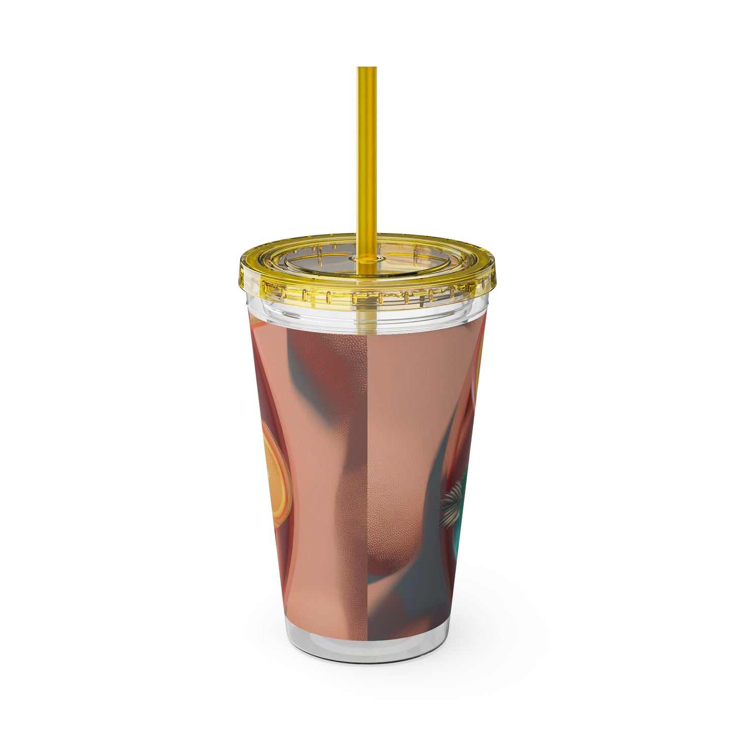 Colorful Sunsplash Tumbler with Straw, Drinkware for Summer, Travel Mug, Gift for Beach Lovers, Reusable Cup, Hydration Essential