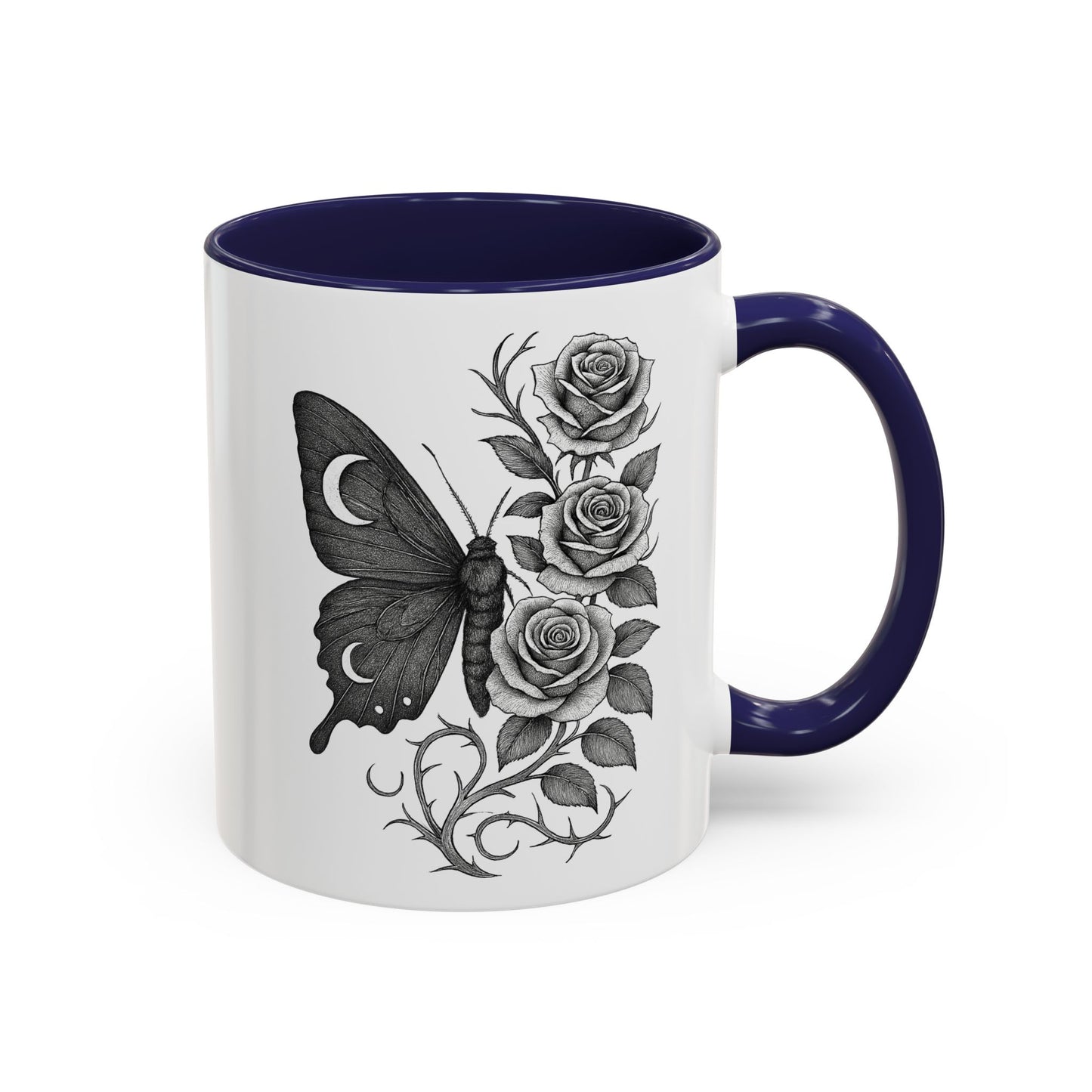 Elegant Floral Butterfly Mug. Black & White Coffee Cup. Home Decor, Gift for Her, Cater to Plant Lovers, Birthday, Everyday Use