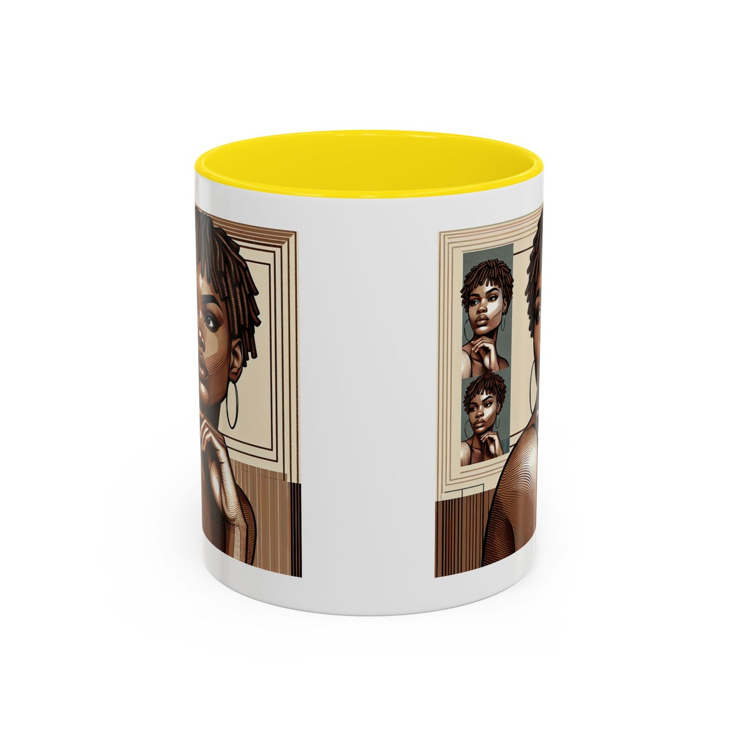 Elegant Art Coffee Mug, Unique Mug Gift, Black Girl Coffee Cup, Afrocentric Accent Mug