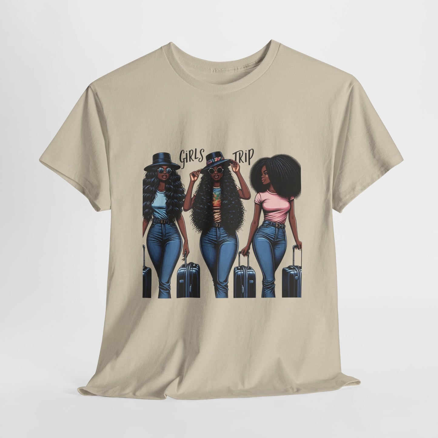 Girls Trip Casual Wear Gift for Locs Lovers Afro Hair Black American African Girl T-shirt
