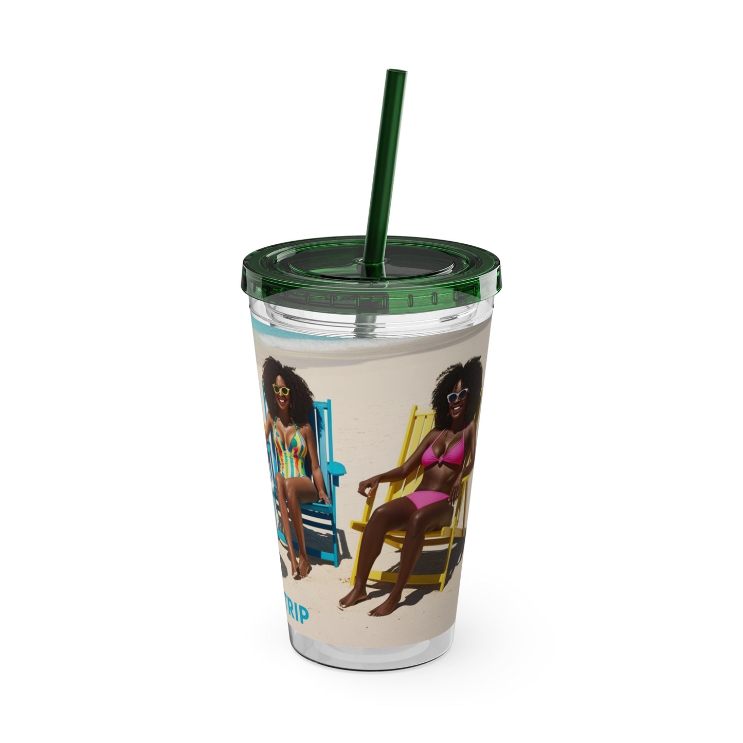 Girls Trip Tumbler with Straw - 16oz Summer Travel Cup