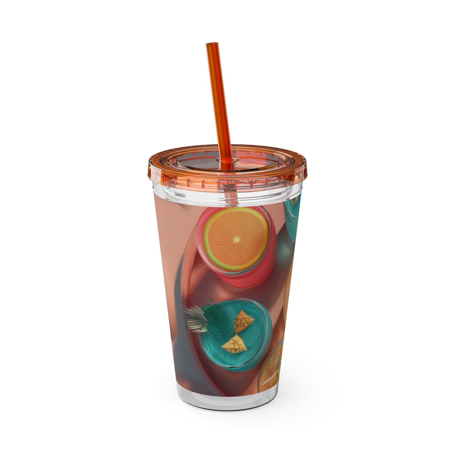 Colorful Sunsplash Tumbler with Straw, Drinkware for Summer, Travel Mug, Gift for Beach Lovers, Reusable Cup, Hydration Essential