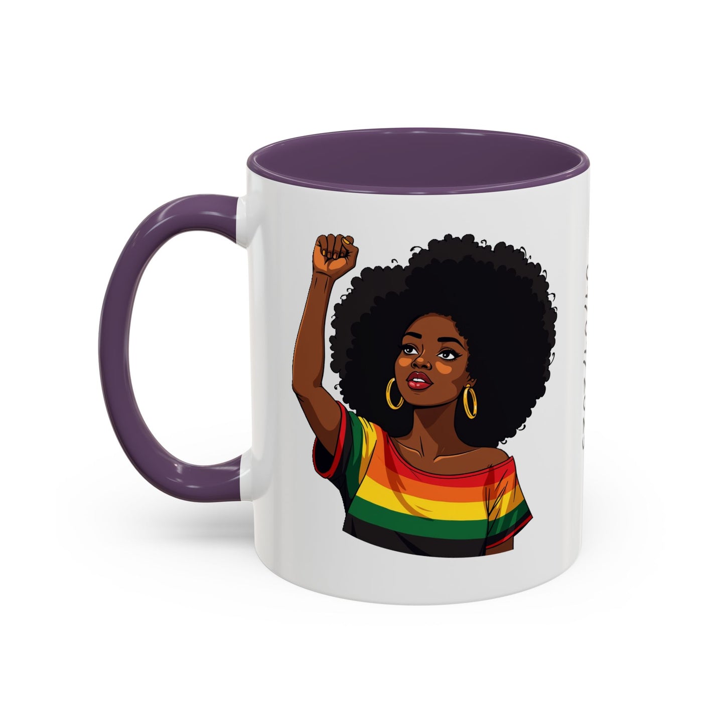 Empowered Black Woman Personalized Coffee Mug. Afro Hair Black American African Girl