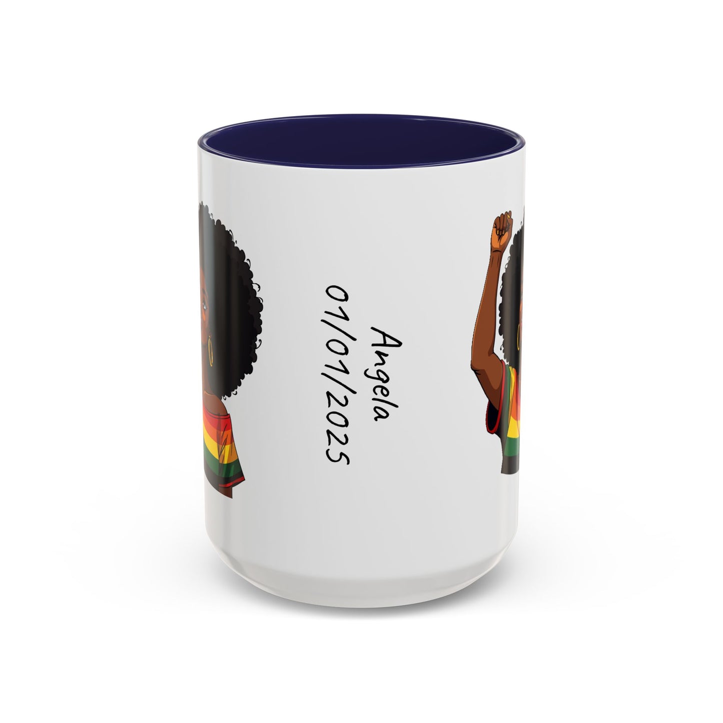 Empowered Black Woman Personalized Coffee Mug. Afro Hair Black American African Girl
