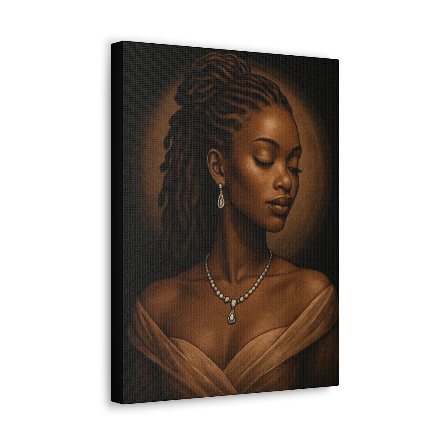 Elegant Wall Art Print, Black Woman Portrait, Home Decor, Inspirational Art, Gift for Her, Canvas Artwork