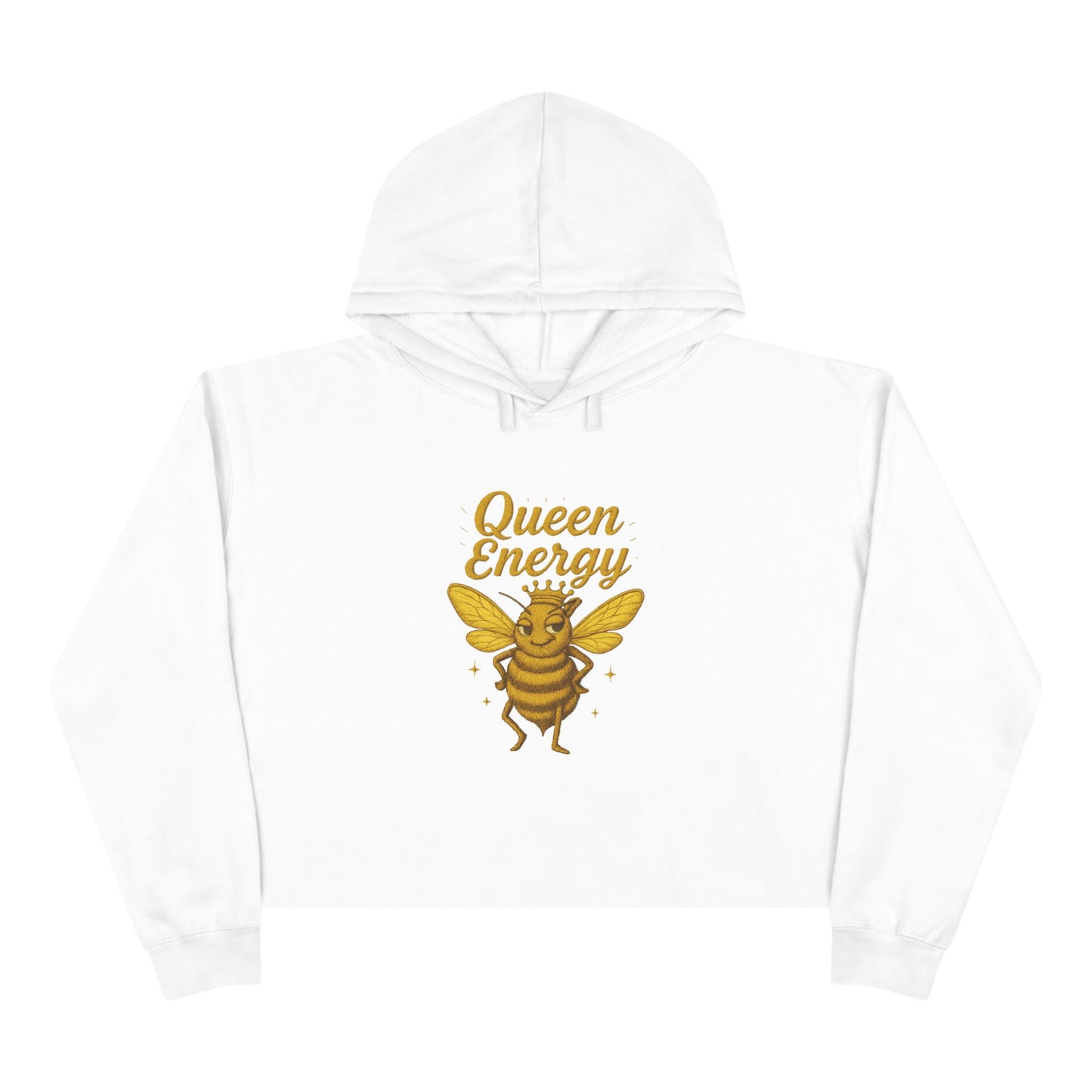 Queen Energy Crop Hoodie, Empowering Streetwear, Bee Inspired Apparel, Perfect for Gifts, Fashion Forward, Casual Style