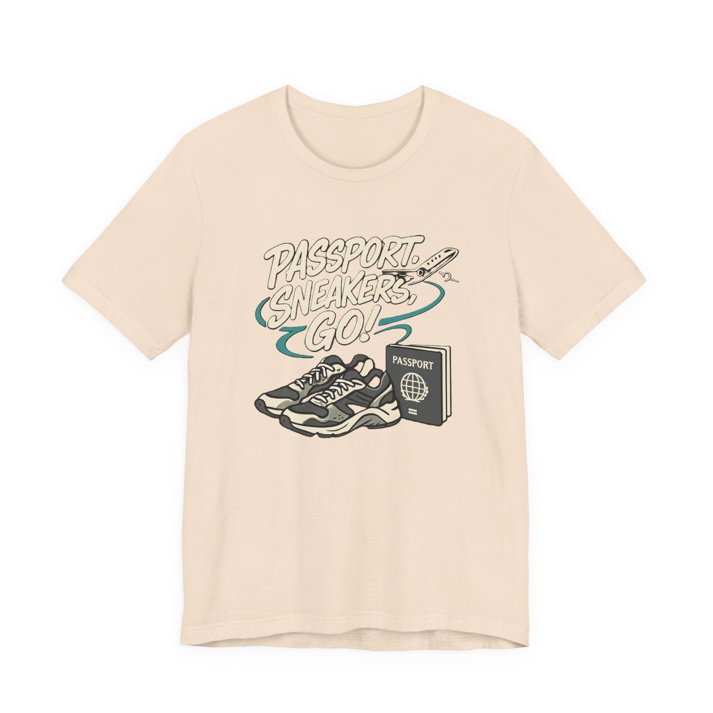 Passport Sneakers Unisex Tee, Travel T-Shirt, Vacation Shirt, Gift for Travelers, Adventure Clothing