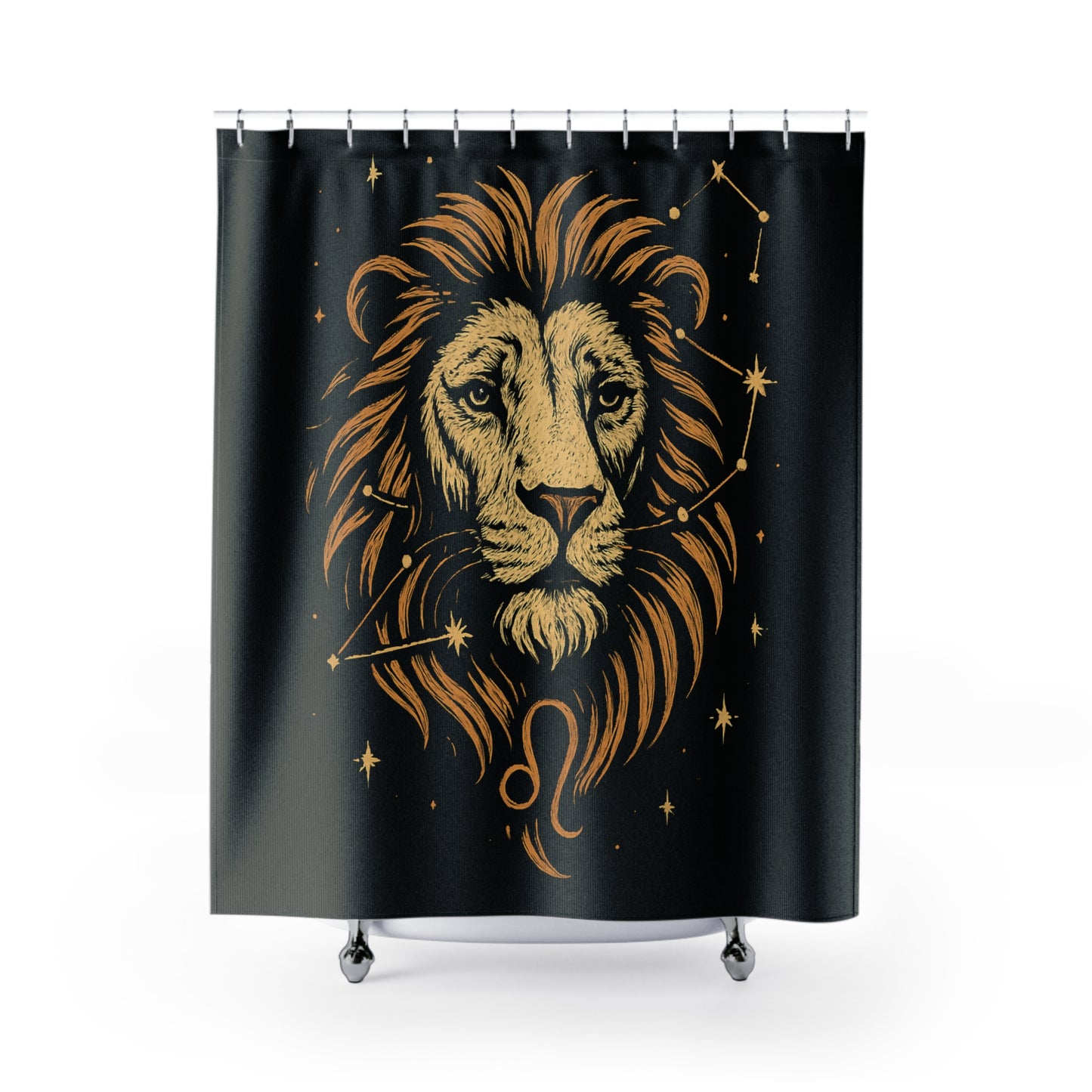 Leo Shower Curtain, Zodiac Decor for Bathroom, Astrology Gift, Unique Home Decor, Leo Constellation Design