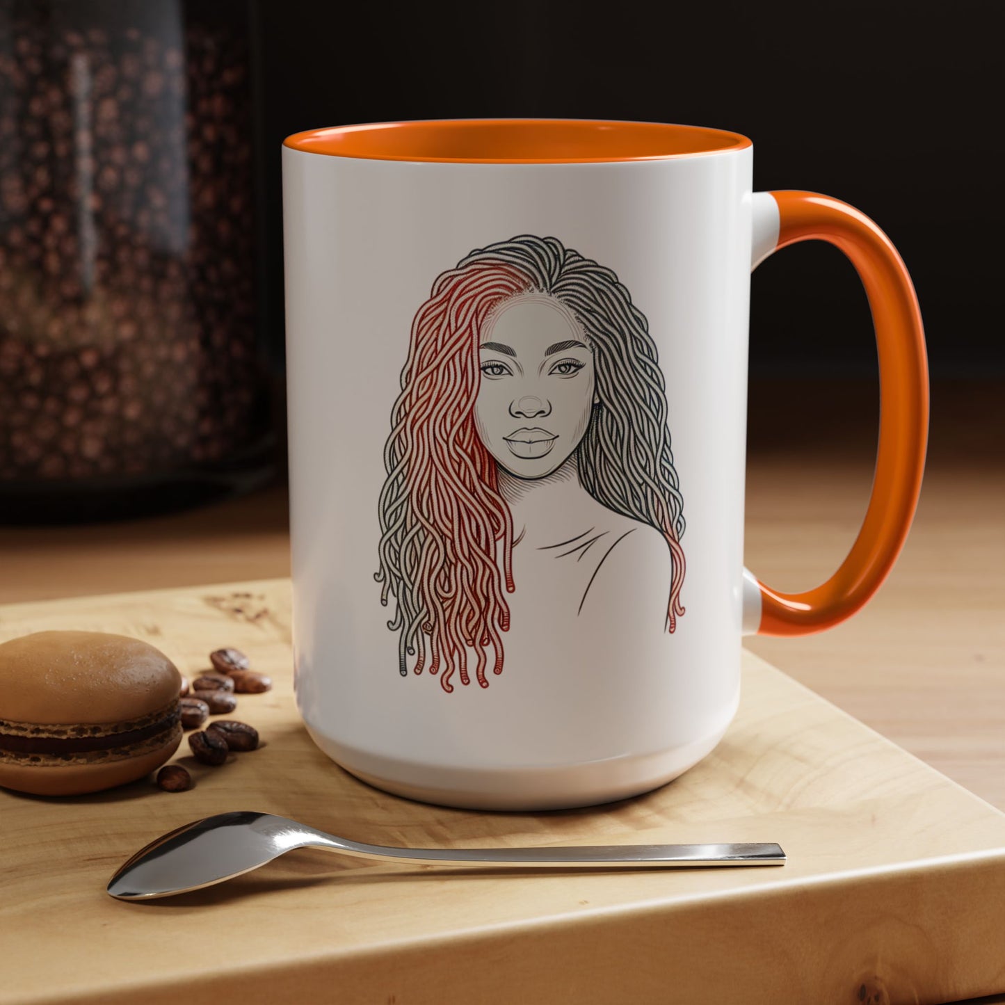 Artistic Accent Coffee Mug. Afrocentric Gift Afro Hair Black American African Girl