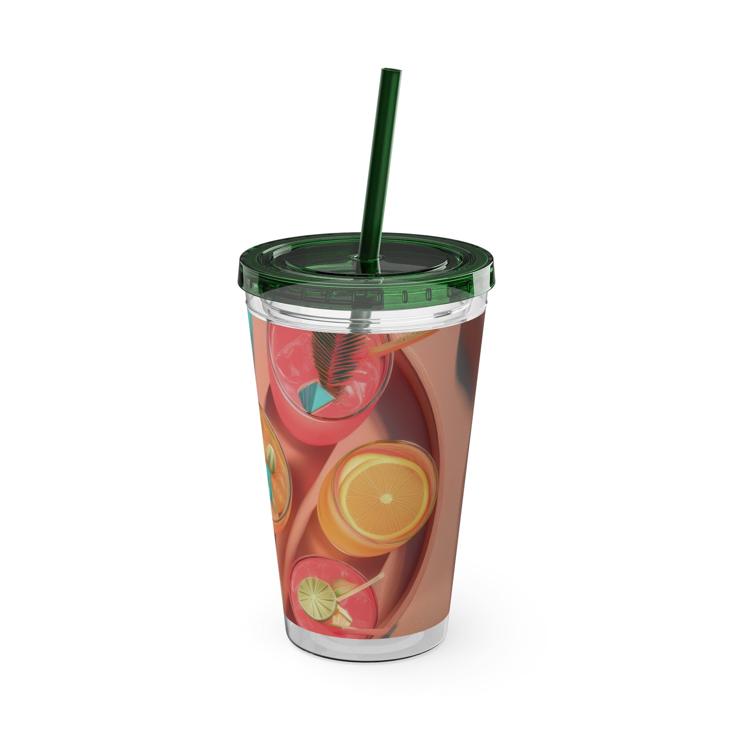 Colorful Sunsplash Tumbler with Straw, Drinkware for Summer, Travel Mug, Gift for Beach Lovers, Reusable Cup, Hydration Essential