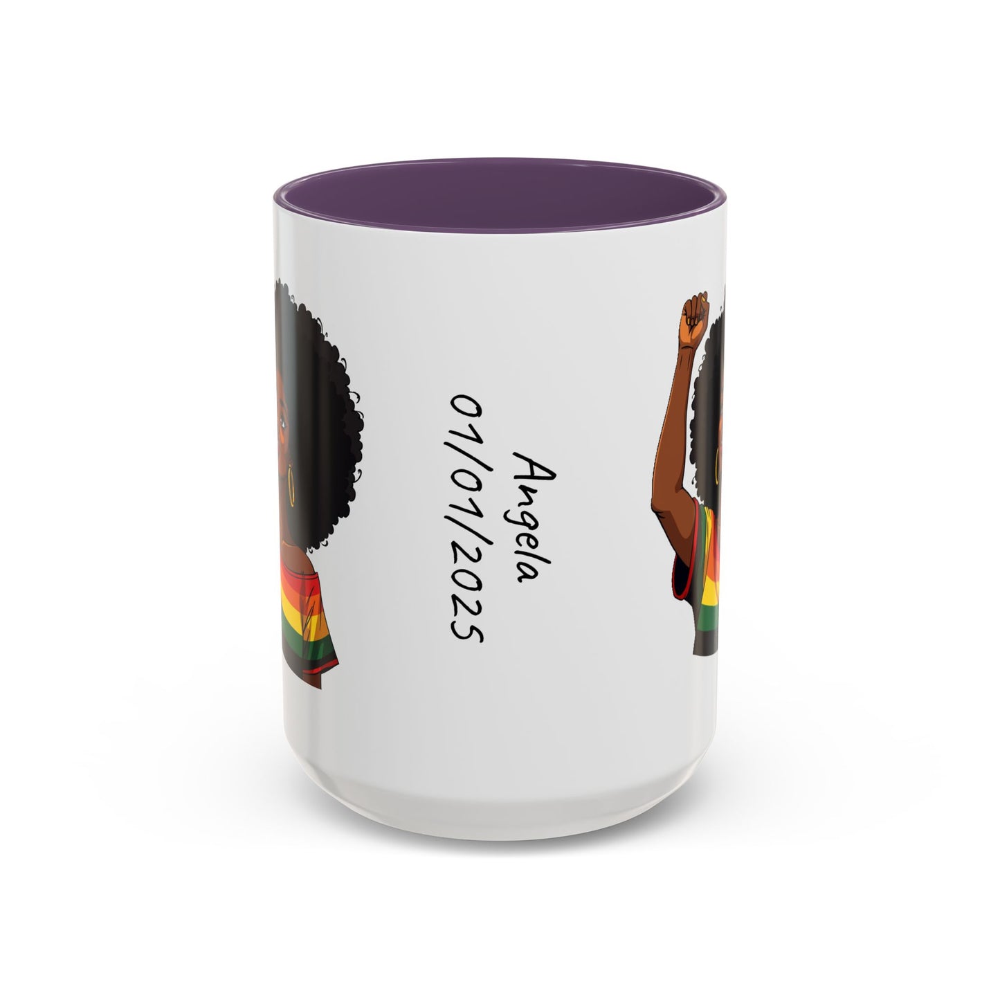 Empowered Black Woman Personalized Coffee Mug. Afro Hair Black American African Girl