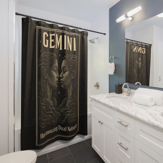 Gemini Zodiac Shower Curtain, Astrological Decor, Celestial Bathroom, Astrology Gift, Twin Sisters Theme