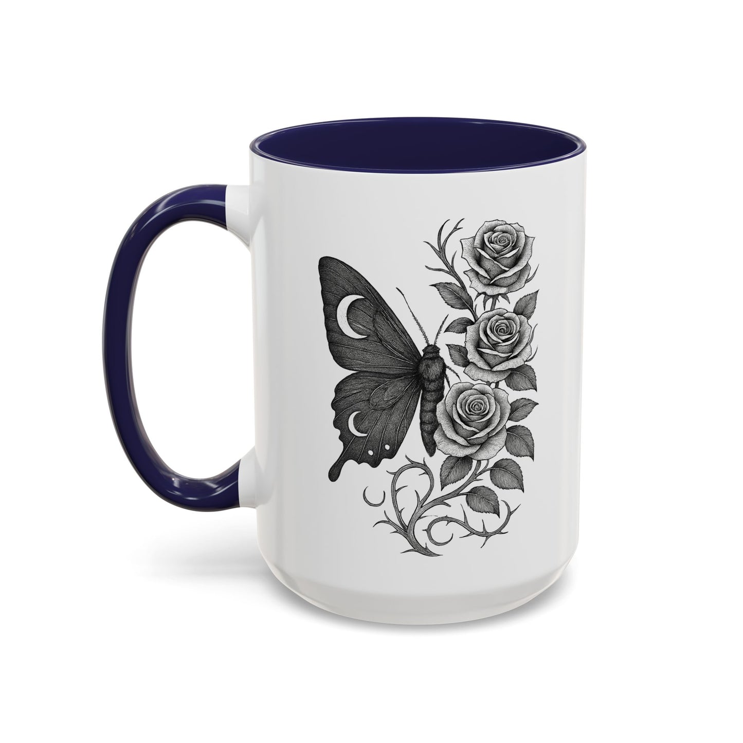 Elegant Floral Butterfly Mug. Black & White Coffee Cup. Home Decor, Gift for Her, Cater to Plant Lovers, Birthday, Everyday Use