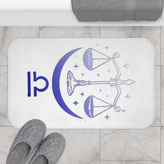 Libra Bathmat with Scales and Moon Design, Astrology Home Decor, Zodiac Gift, Bathroom Mat, Astrology Lover's Gift