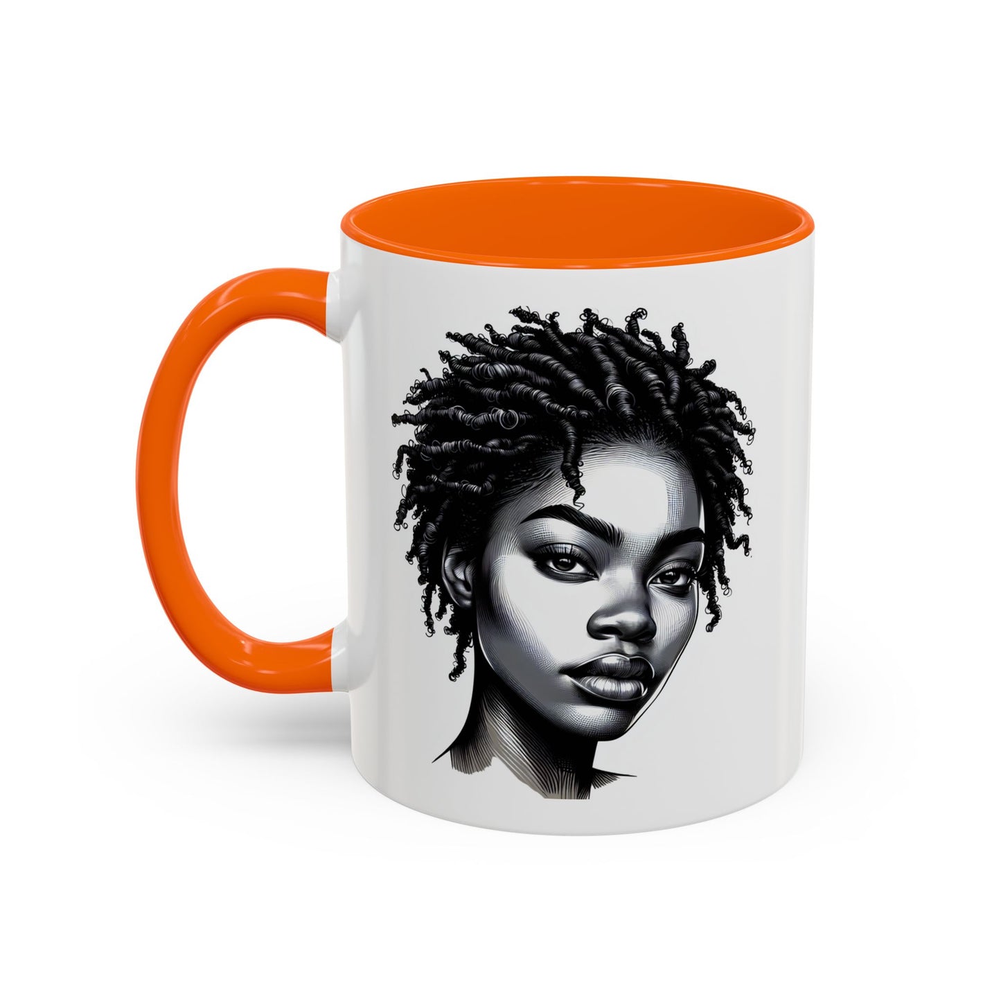 Afrocentric Accent Coffee Mug, Artistic Mug for Home, Unique Gift for Her, Afro Hair Black American African Girl
