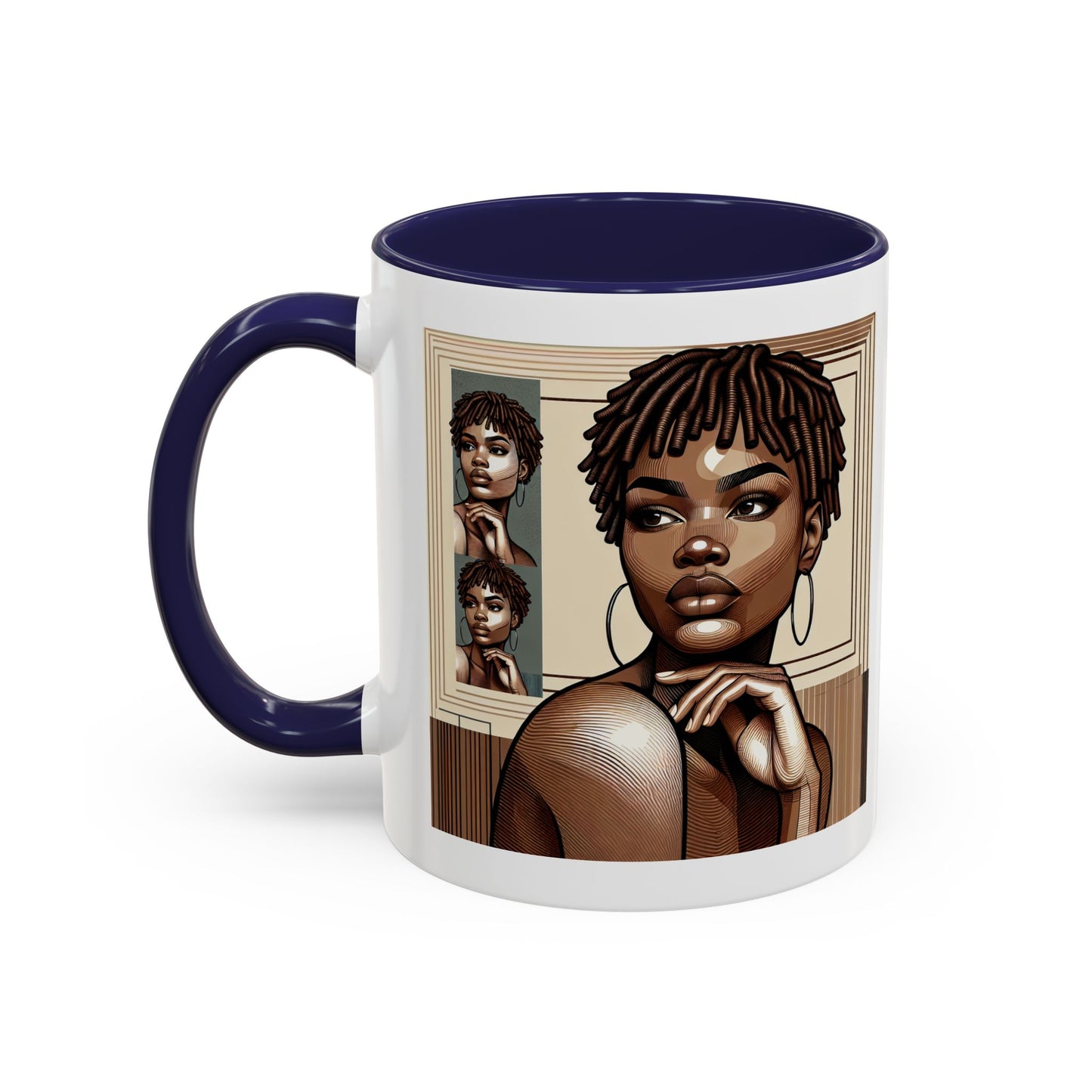 Elegant Art Coffee Mug, Unique Mug Gift, Black Girl Coffee Cup, Afrocentric Accent Mug