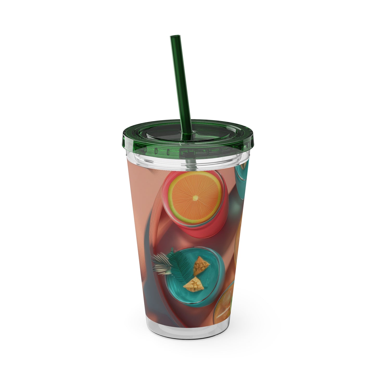 Colorful Sunsplash Tumbler with Straw, Drinkware for Summer, Travel Mug, Gift for Beach Lovers, Reusable Cup, Hydration Essential