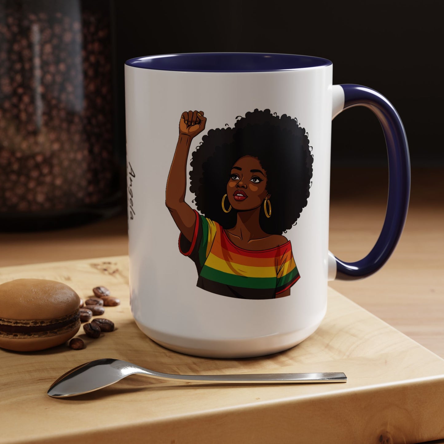 Empowered Black Woman Personalized Coffee Mug. Afro Hair Black American African Girl