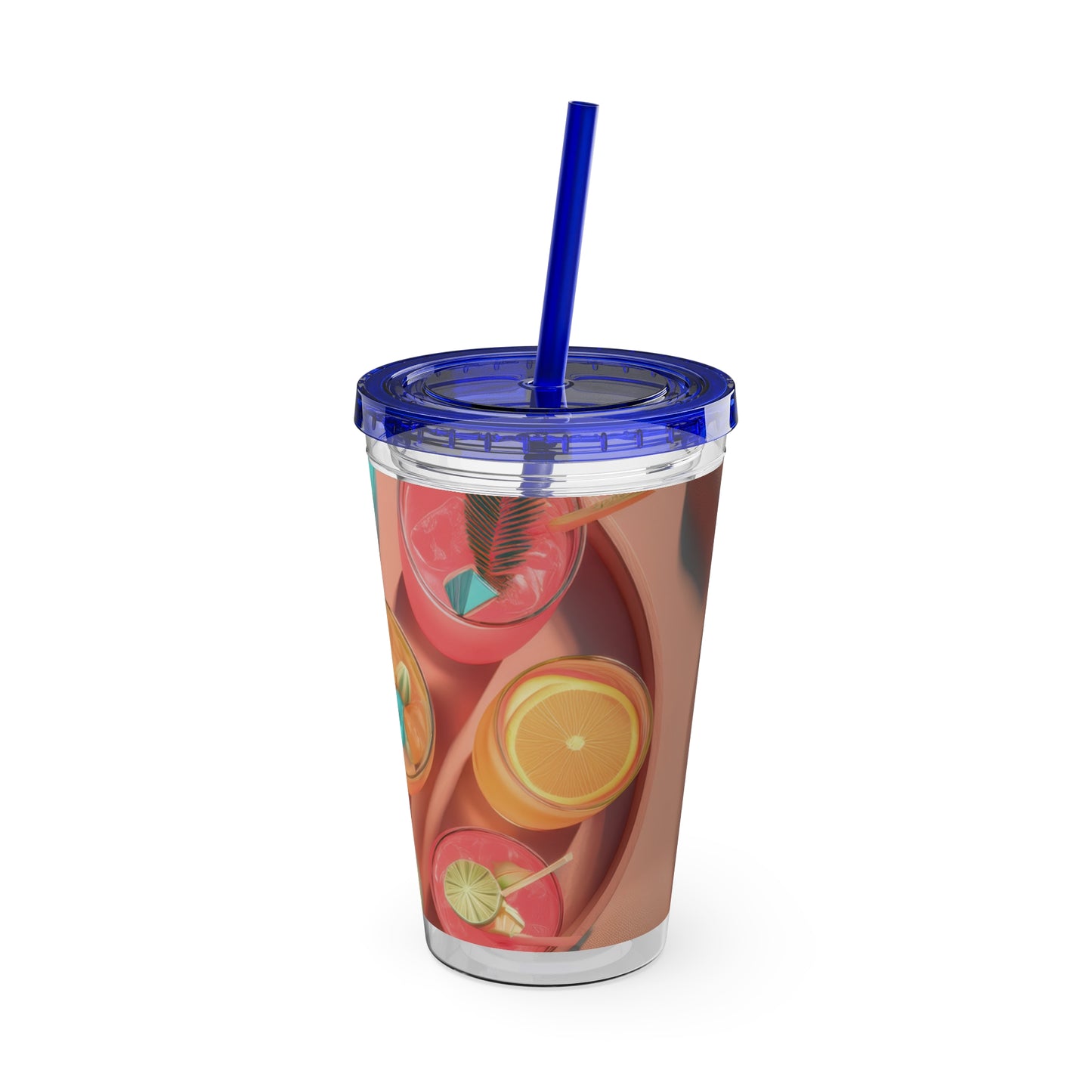 Colorful Sunsplash Tumbler with Straw, Drinkware for Summer, Travel Mug, Gift for Beach Lovers, Reusable Cup, Hydration Essential