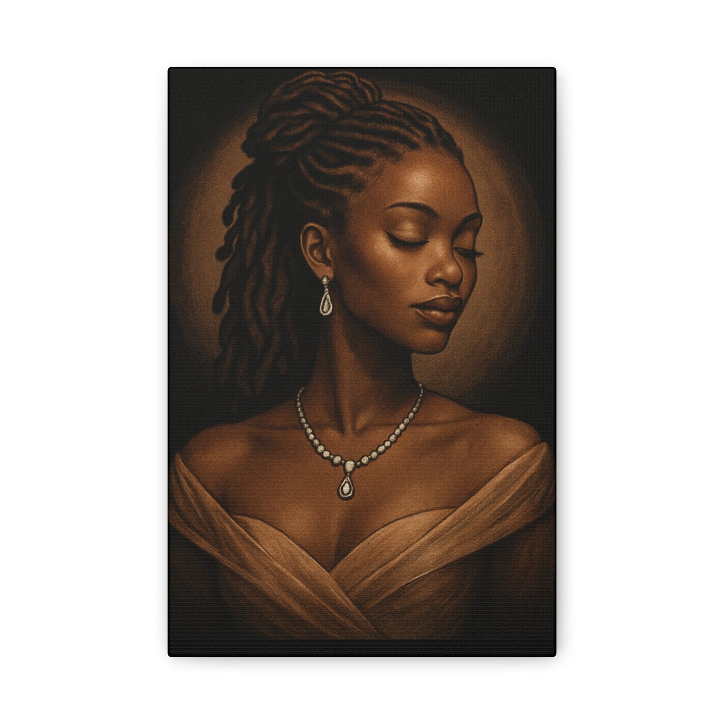 Elegant Wall Art Print, Black Woman Portrait, Home Decor, Inspirational Art, Gift for Her, Canvas Artwork
