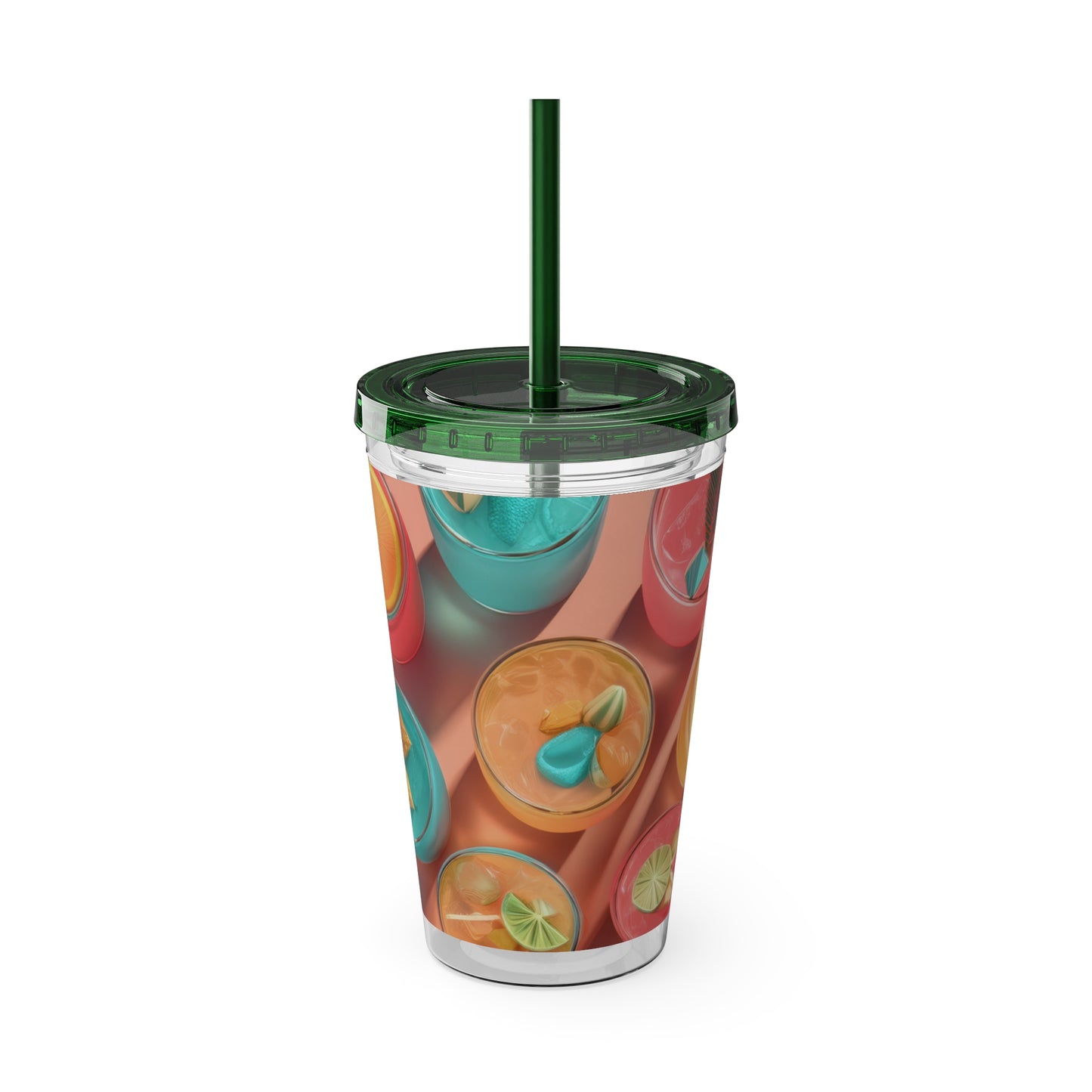 Colorful Sunsplash Tumbler with Straw, Drinkware for Summer, Travel Mug, Gift for Beach Lovers, Reusable Cup, Hydration Essential