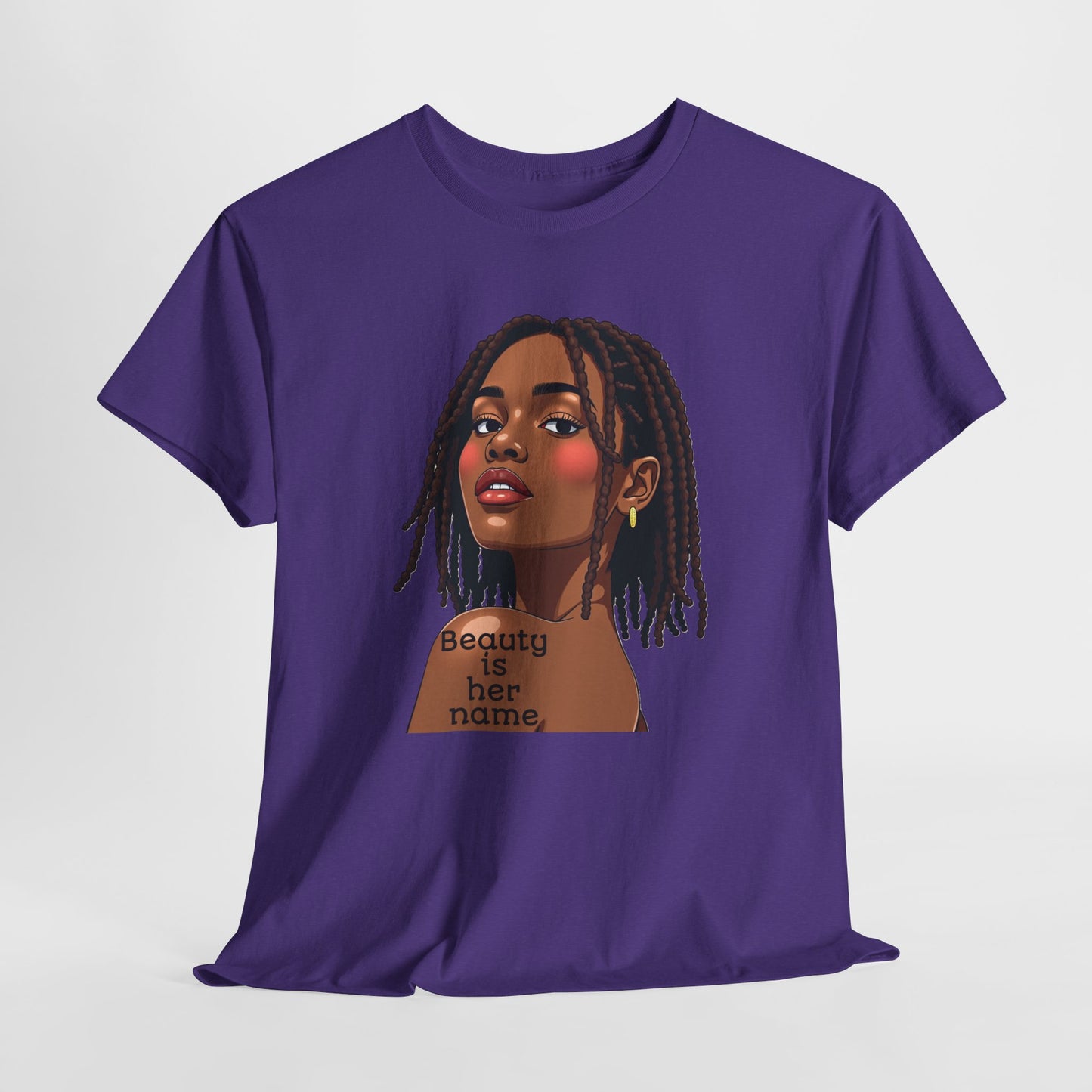 Beauty is Her Name Tee Casual Wear Gift for Locs Lovers Afro Hair Black American African Girl T-shirt