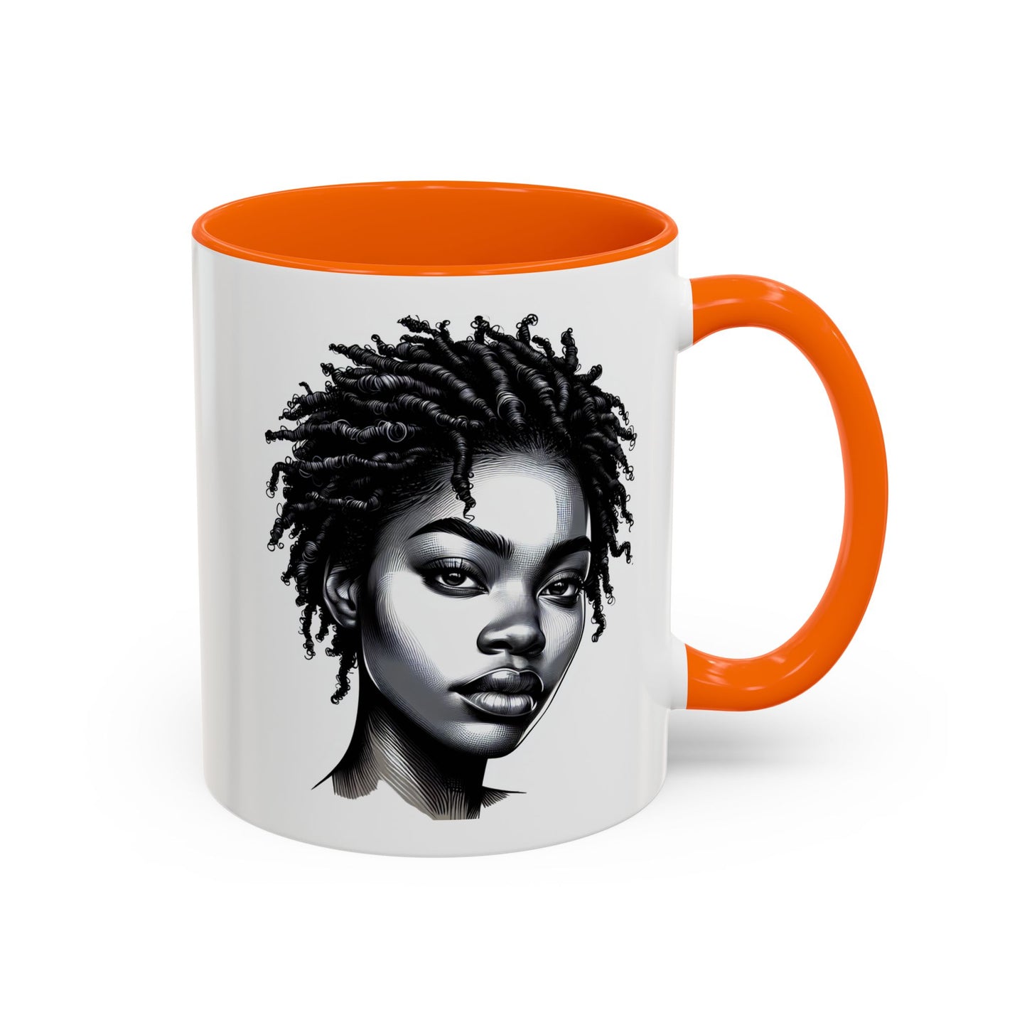 Afrocentric Accent Coffee Mug, Artistic Mug for Home, Unique Gift for Her, Afro Hair Black American African Girl