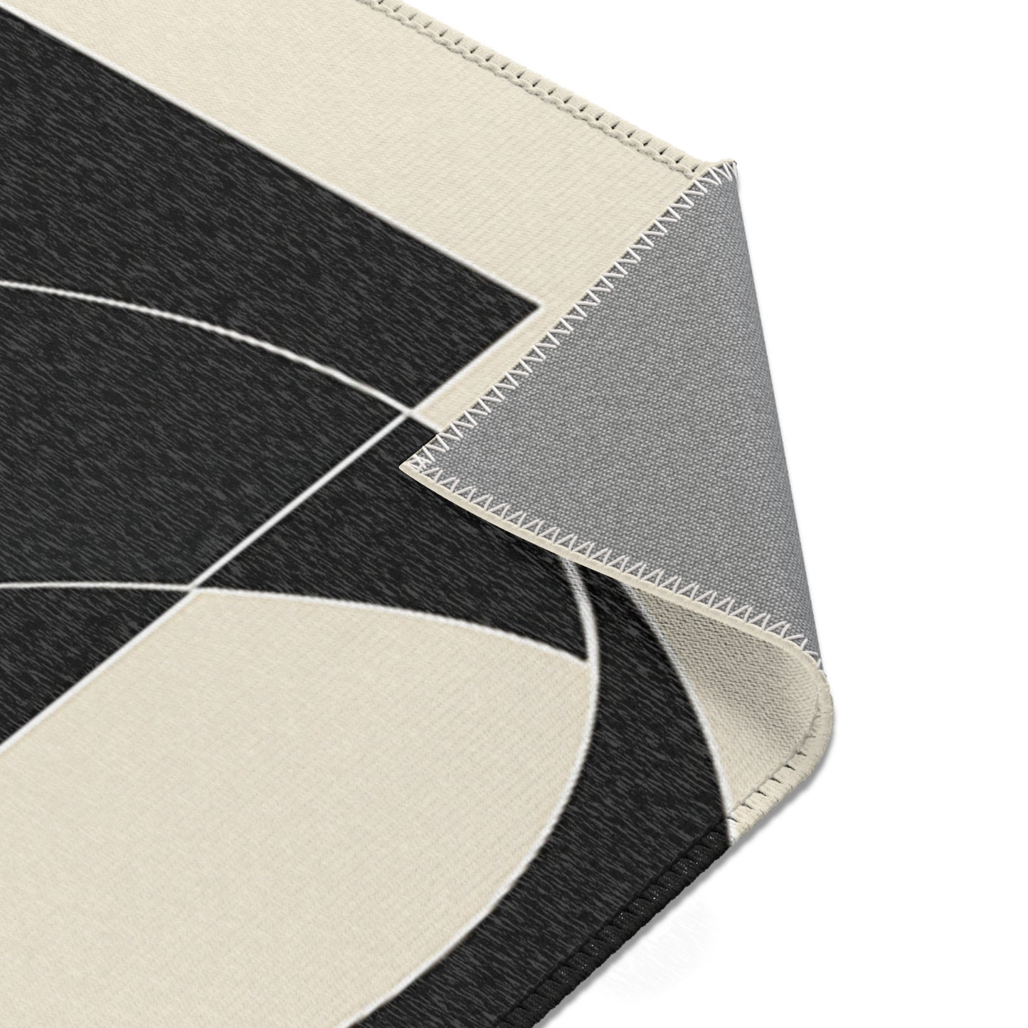 Modern Abstract Area Rug.  Stylish Home Decor, Boho Chic Floor Mat, Minimalist Geometric Carpet, Black & White, Contemporary Living